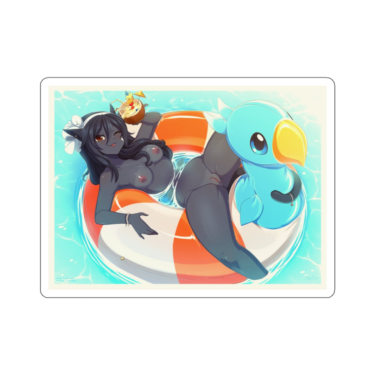 Sexy Anime Sticker | Monster Girl | Brown Skin | Cat Ears | Pussy | Lewd Anime Sticker | Hentai Sticker