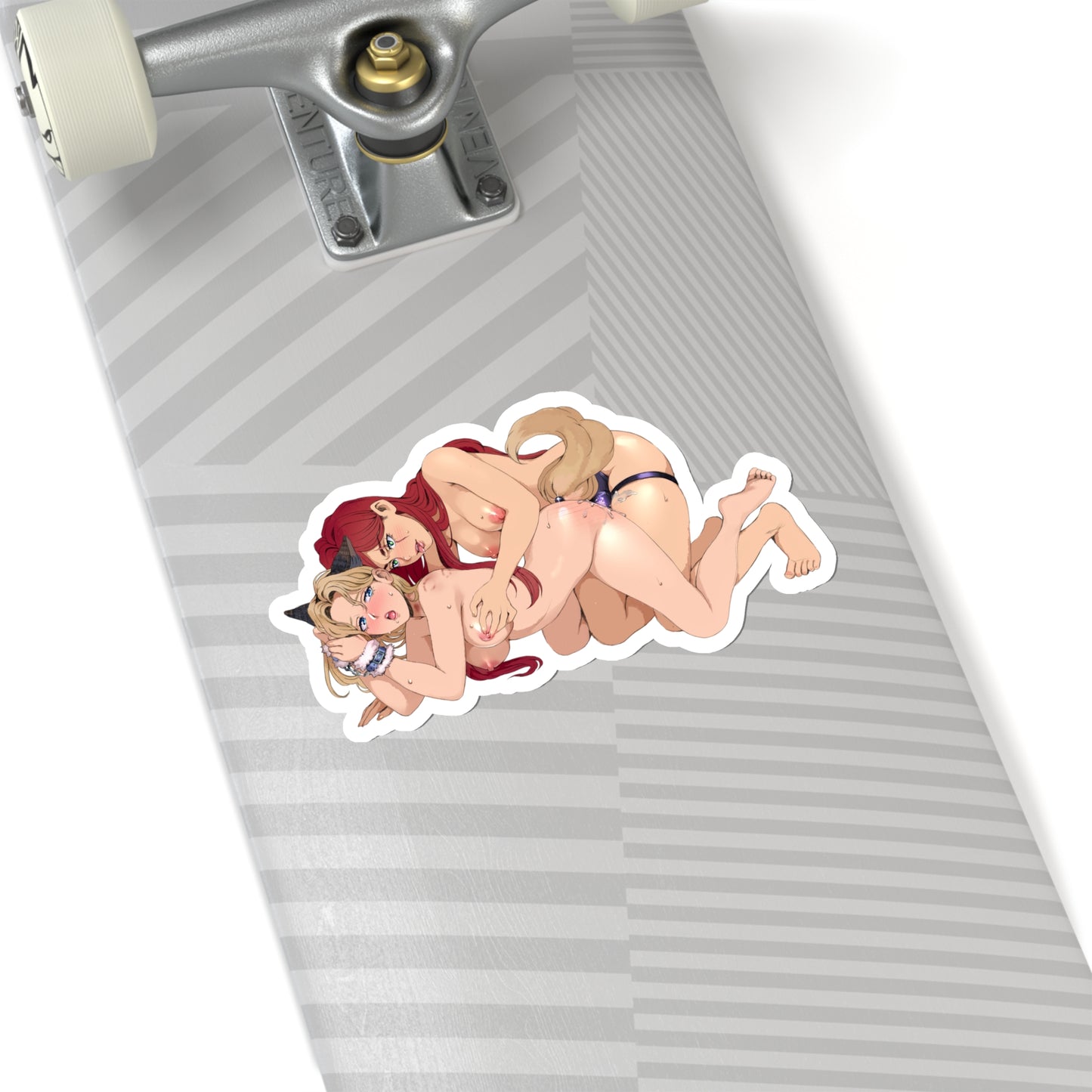 Lewd Lux And Katarin Sticker | Yuri | Fucking | LOL | Cat Ears | Kiss-Cut Sticker | Naked Anime Sticker | Uncensored Anime | Lesbian | Strap-On | Chains | Sex | Bondage