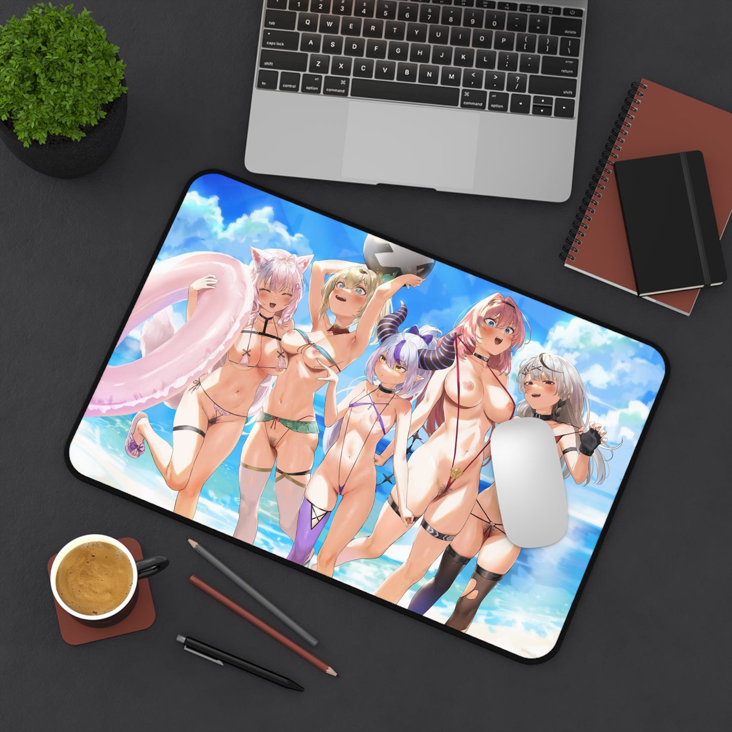 Sexy Anime Mouse Pad | Hot Girls | XXL | Microbikini | Lewd | Naughty Anime Girls at the Beach | Pubic Hair