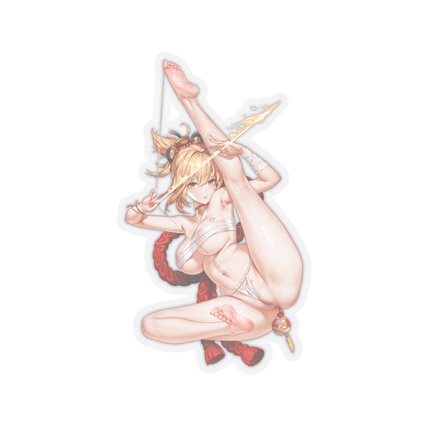 Lewd Yoimiya Sticker | Yoimiya Sticker | Sexy Anime Sticker | Lewd Anime Sticker | Waifu | Otaku | Genshin Impact | Bow | Arrow | Blond Hair | Feet