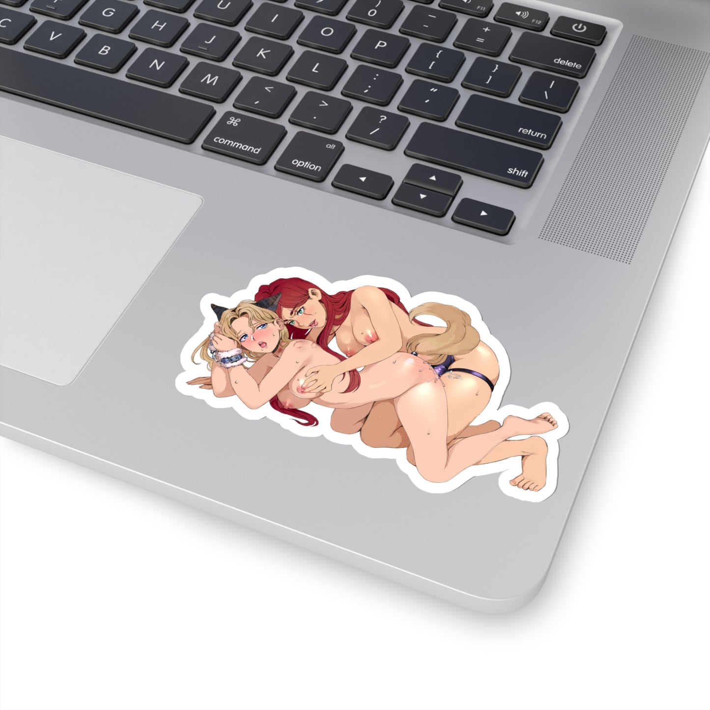 Lewd Lux And Katarin Sticker | Yuri | Fucking | LOL | Cat Ears | Kiss-Cut Sticker | Naked Anime Sticker | Uncensored Anime | Lesbian | Strap-On | Chains | Sex | Bondage