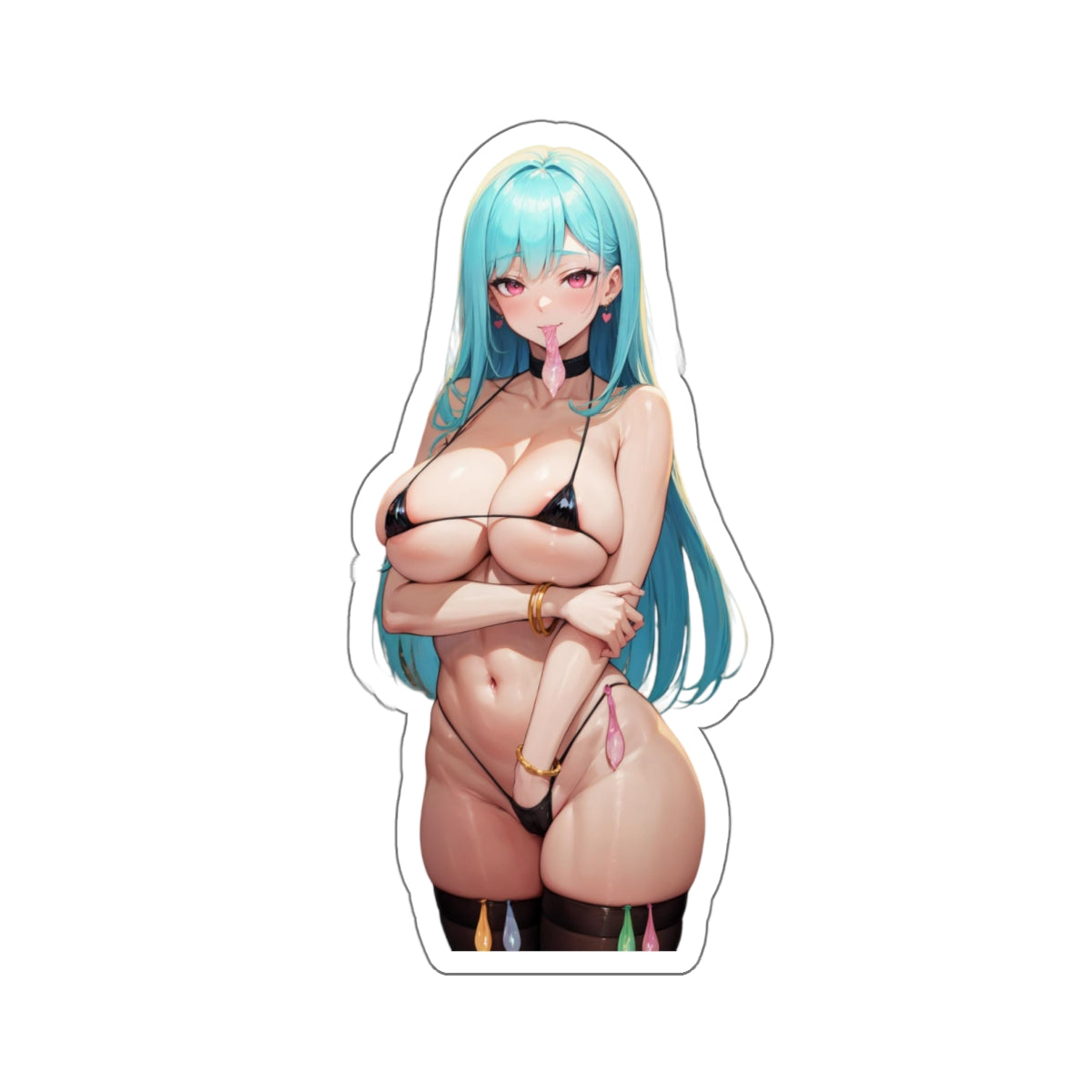 Sexy Anime Sticker | Sexy Anime Girl | Lewd Anime Sticker | Lewd Sticker | Sexy Waifu Sticker | Condoms | Bikini | Blue Hair