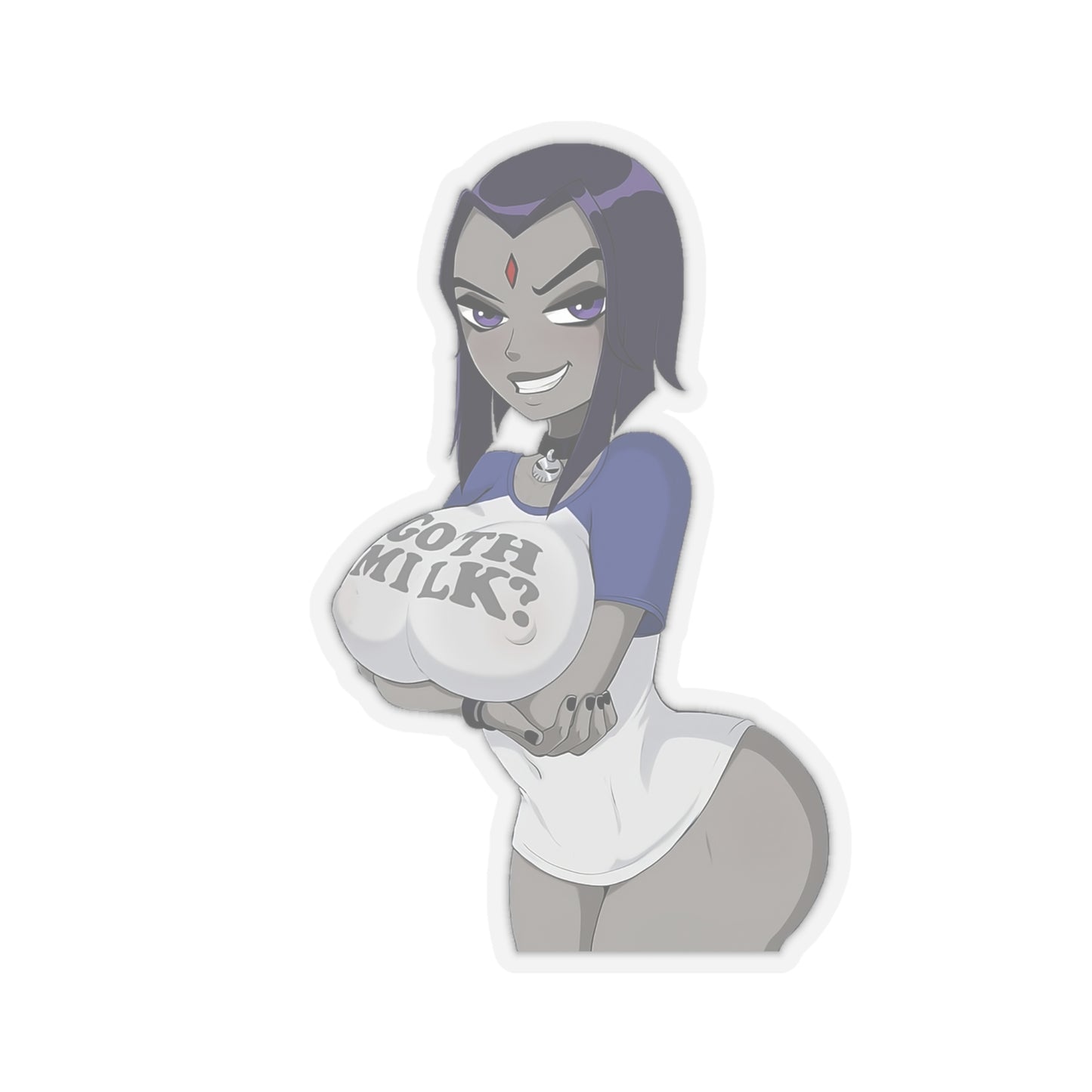Lewd Raven Sticker | Big Boobs | Goth Milk | Sexy Raven Sticker | Sexy Anime Sticker | Lewd Anime Sticker | Otaku | Waifu | Ecchi | Emo | Goth