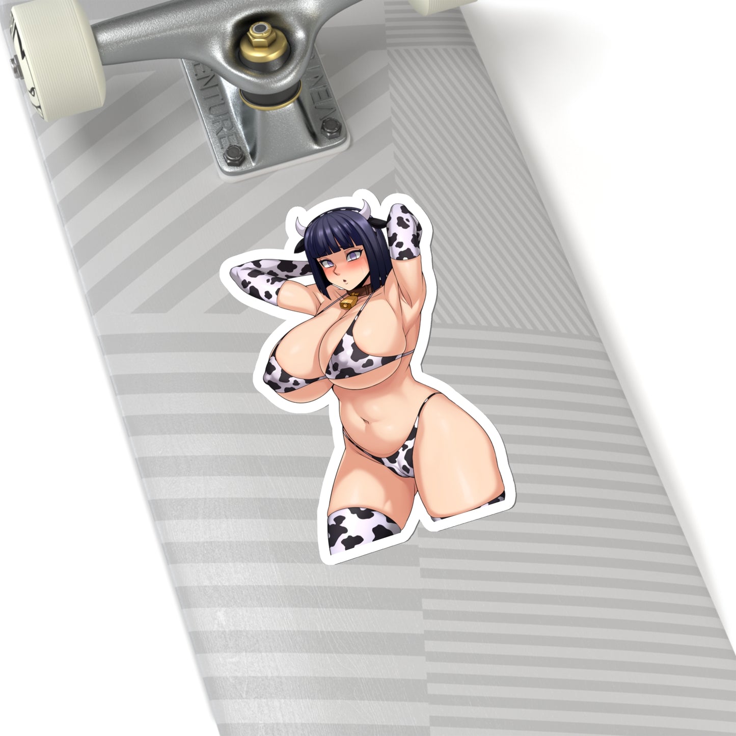Lewd Hinata Cow Costume Sticker | Kiss-Cut Sticker | Naked Hinata | HuCow Sticker | Uncensored Anime | Cow Costume | Sexy Anime Sticker | Lewd Anime Sticker | Otaku | Waifu | Big Tits