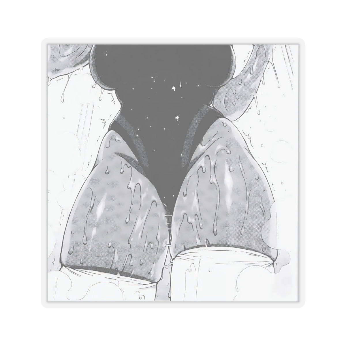 Sweaty Thighs Sticker | Aesthetic Ecchi | Black And White