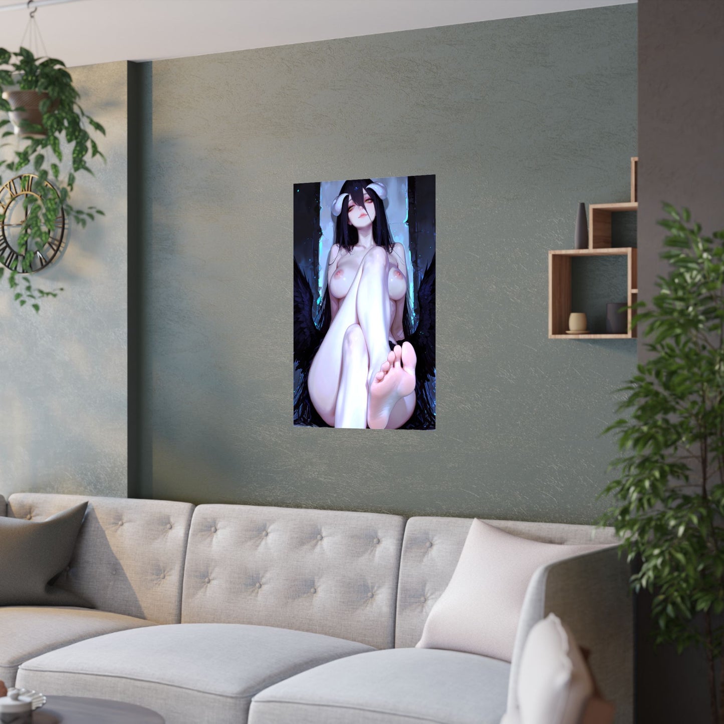 Sexy Waifu Poster | Ecchi | Albedo | Feet | Succubus | Foot Fetish