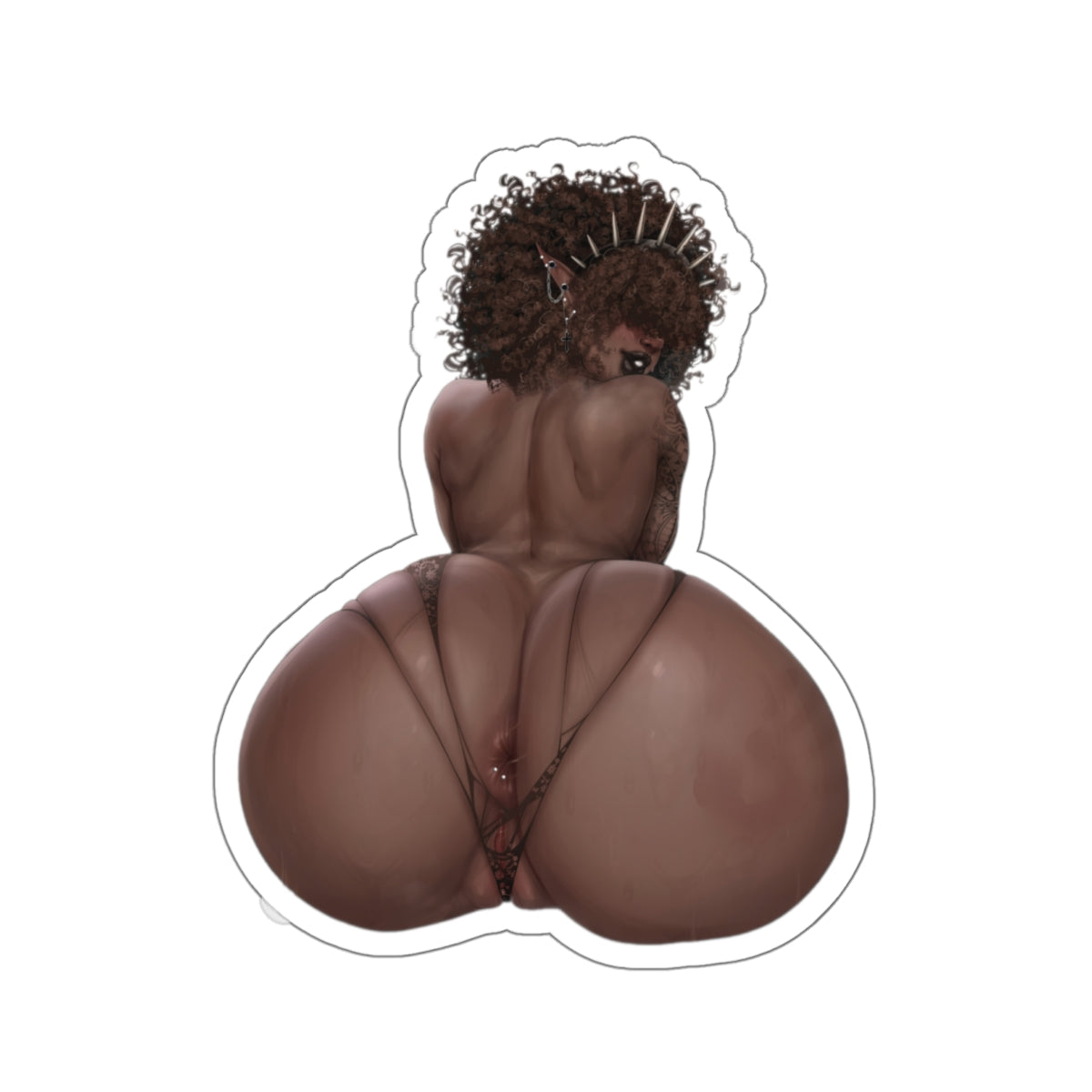 Thicc Ass Sticker | Ebony | Black Girl | Bubble Butt | Big Booty | Sexy Anime Sticker | Lewd Sticker | Lewd Anime Sticker | Sexy Waifu Sticker