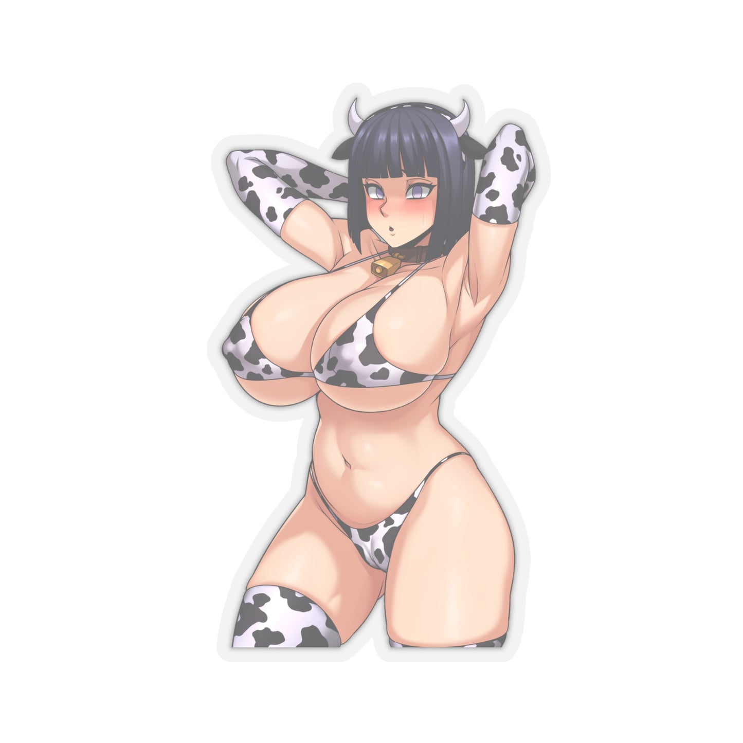 Lewd Hinata Cow Costume Sticker | Kiss-Cut Sticker | Naked Hinata | HuCow Sticker | Uncensored Anime | Cow Costume | Sexy Anime Sticker | Lewd Anime Sticker | Otaku | Waifu | Big Tits