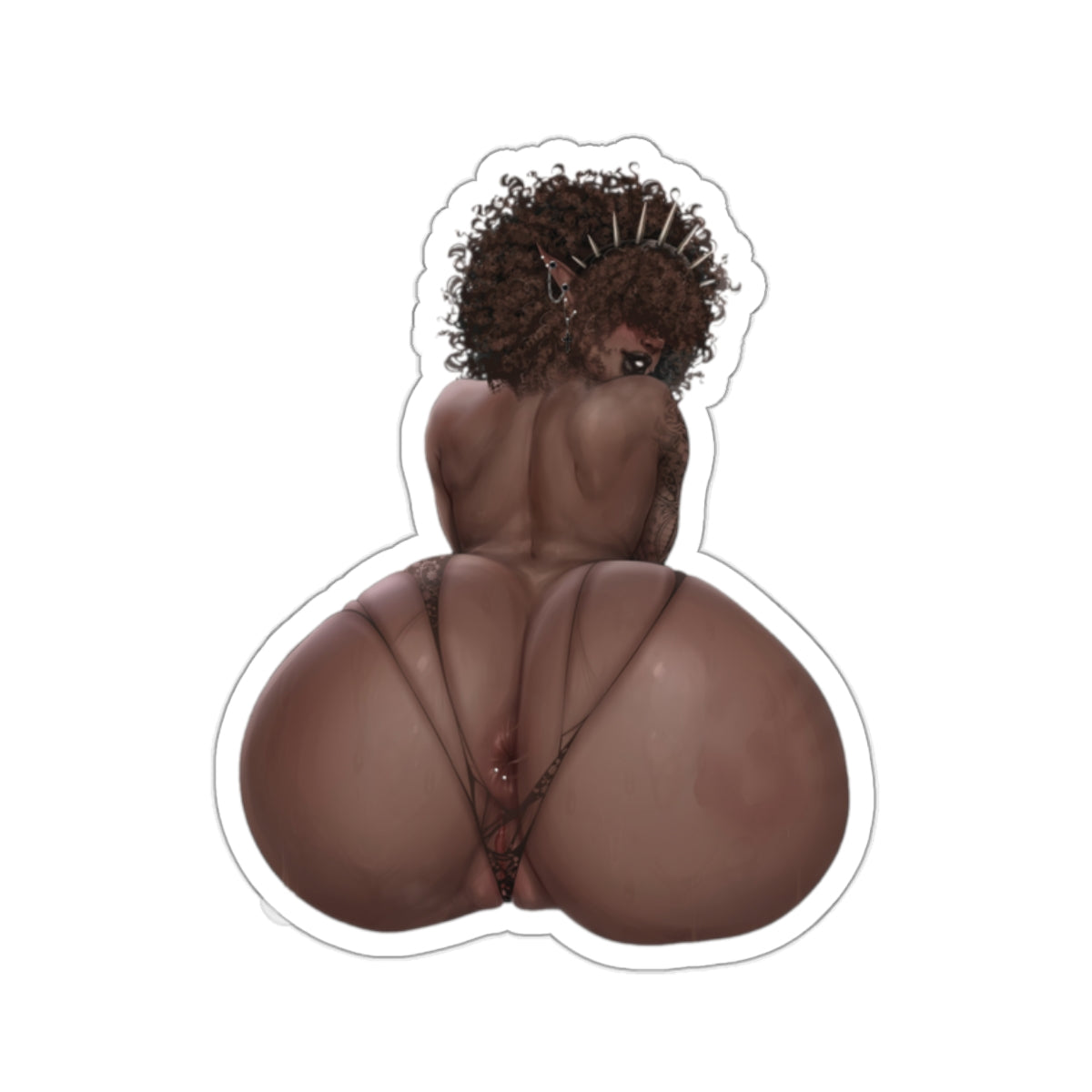 Thicc Ass Sticker | Ebony | Black Girl | Bubble Butt | Big Booty | Sexy Anime Sticker | Lewd Sticker | Lewd Anime Sticker | Sexy Waifu Sticker