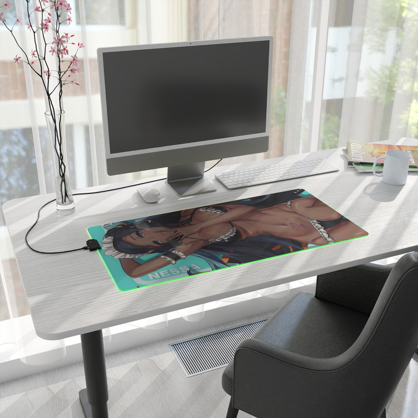 Lewd LED Mouse Pad | Nessa | Sexy Ebony Girl | Ebony | Ecchi | Waifu | Ahegao | Sexy Playmat | Erotic
