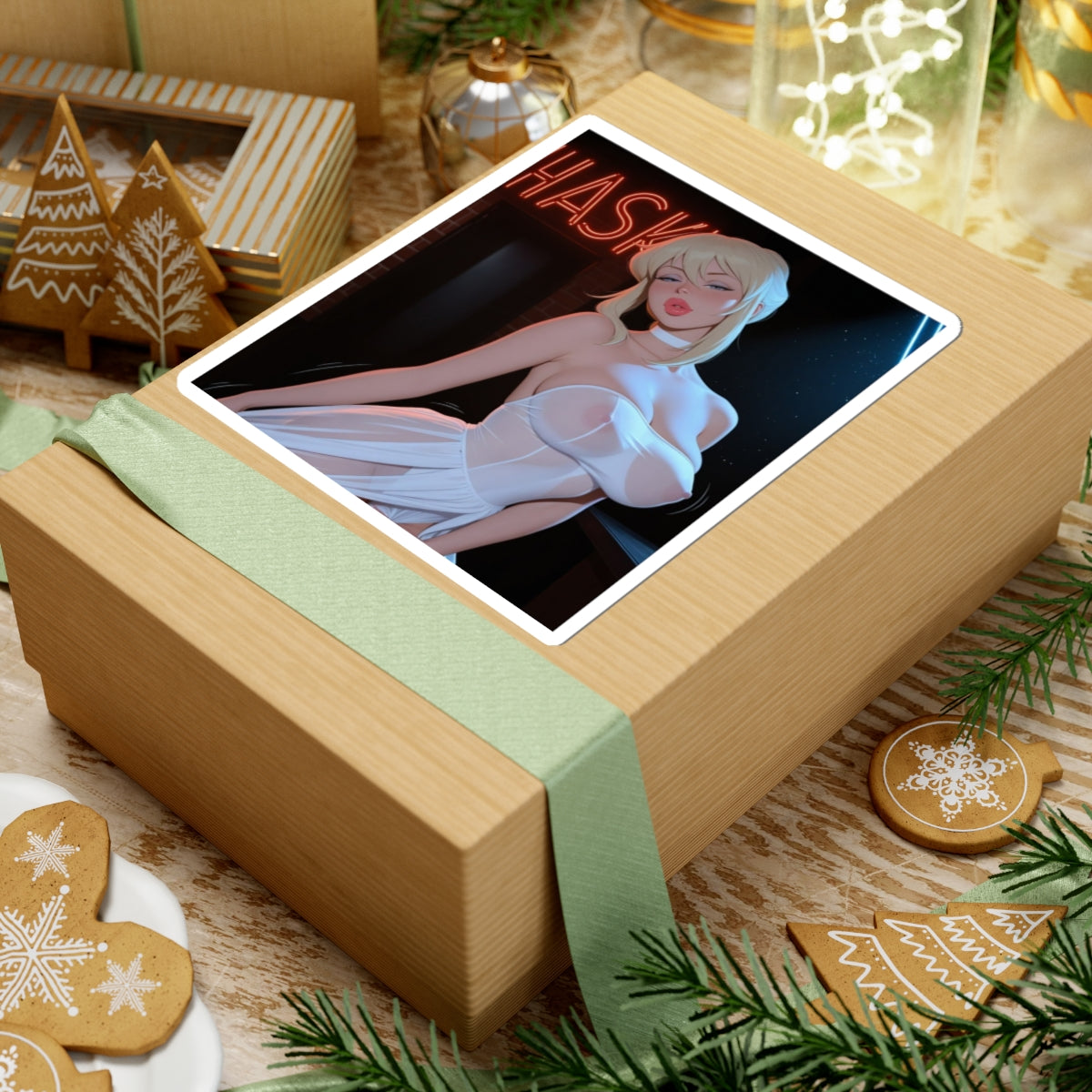 Lewd Sticker | Blod White Dress | Hentai NSFW Sticker | Stripper