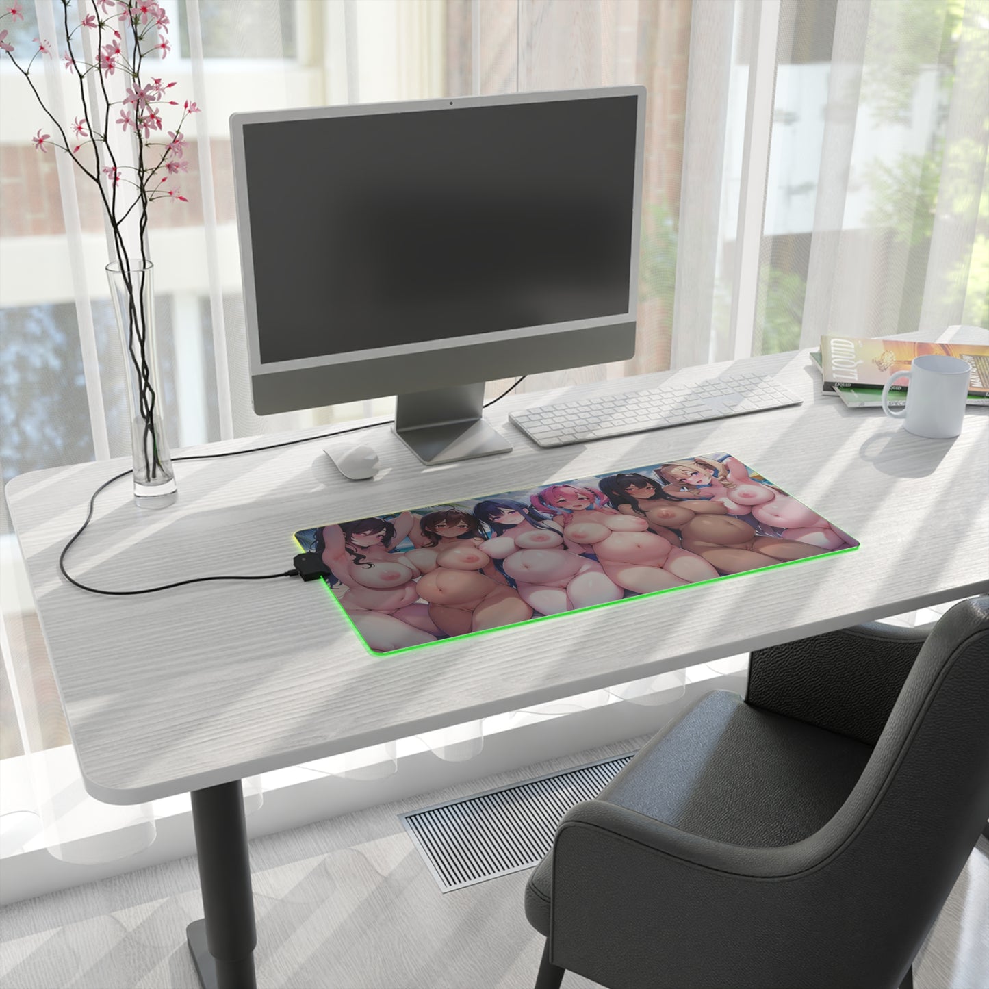 XXL Hentai LED Mousepad | Desk Mat | nsfw | Hentai | Pregnant Harem | RGB