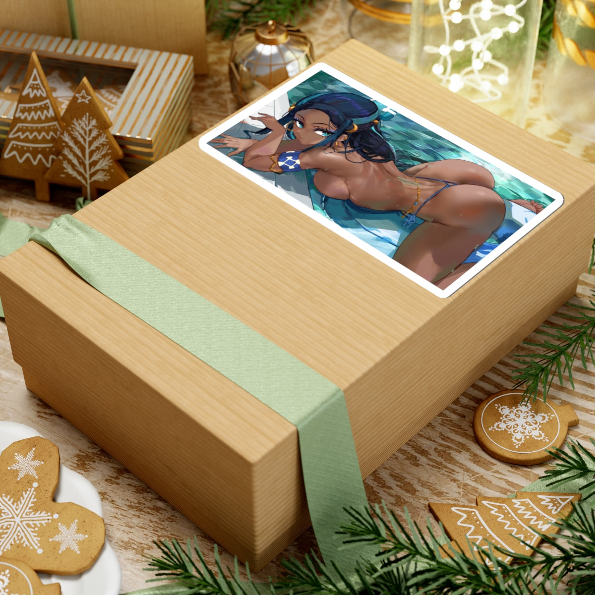 Hentai Sticker | Ebony | Hentai NSFW Sticker | Ecchi | Pool | Brown skin