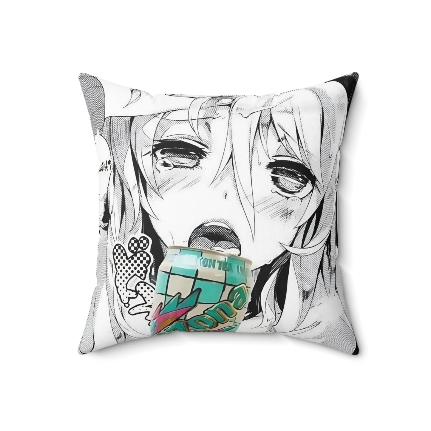 Ahegao Face Pillow | Ahegao Square Pillow | Funny Anime Pillow | Gift For Otaku | Gift For Waifu | Gift For Anime Lover
