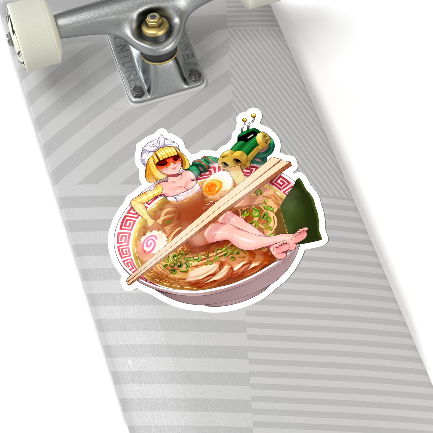 Sexy Min Min Sticker | Ramen Bowl | Funny Anime Sticker | Kiss-Cut Sticker | Arms | Noodles | Sexy Anime Sticker | Lewd Anime Sticker | Otaku | Waifu | Ramen | Food | Bath | Funny