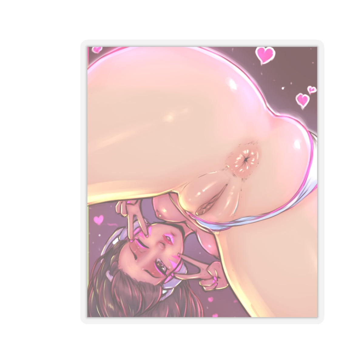 Sexy Waifu Sticker | D Va | Lewd Sticker | Lewd Anime Sticker | Hentai Sticker | sexy Ass | Anus | Ass | Pussy | Victory Sign