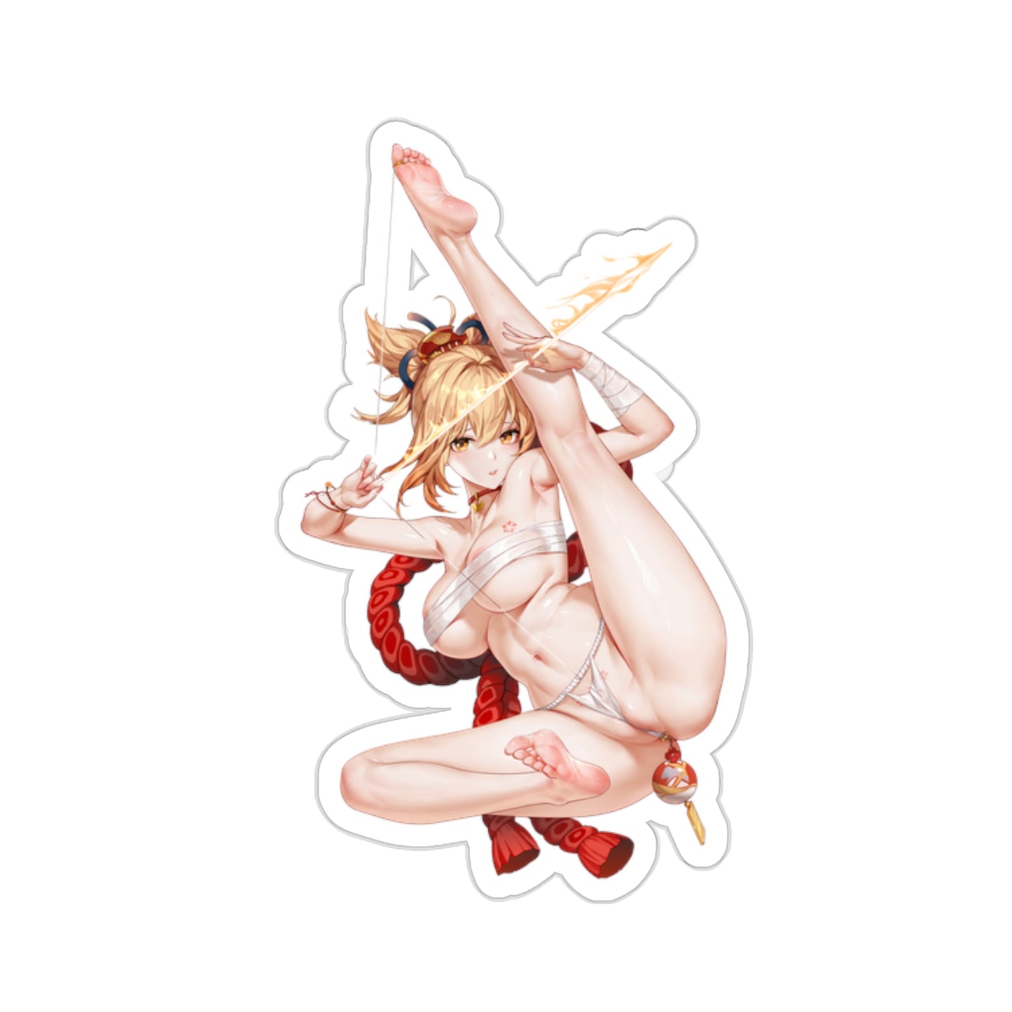 Lewd Yoimiya Sticker | Yoimiya Sticker | Sexy Anime Sticker | Lewd Anime Sticker | Waifu | Otaku | Genshin Impact | Bow | Arrow | Blond Hair | Feet