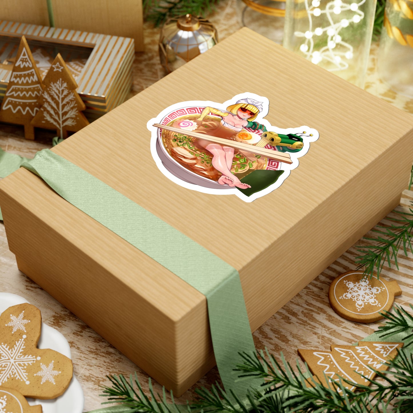 Sexy Min Min Sticker | Ramen Bowl | Funny Anime Sticker | Kiss-Cut Sticker | Arms | Noodles | Sexy Anime Sticker | Lewd Anime Sticker | Otaku | Waifu | Ramen | Food | Bath | Funny