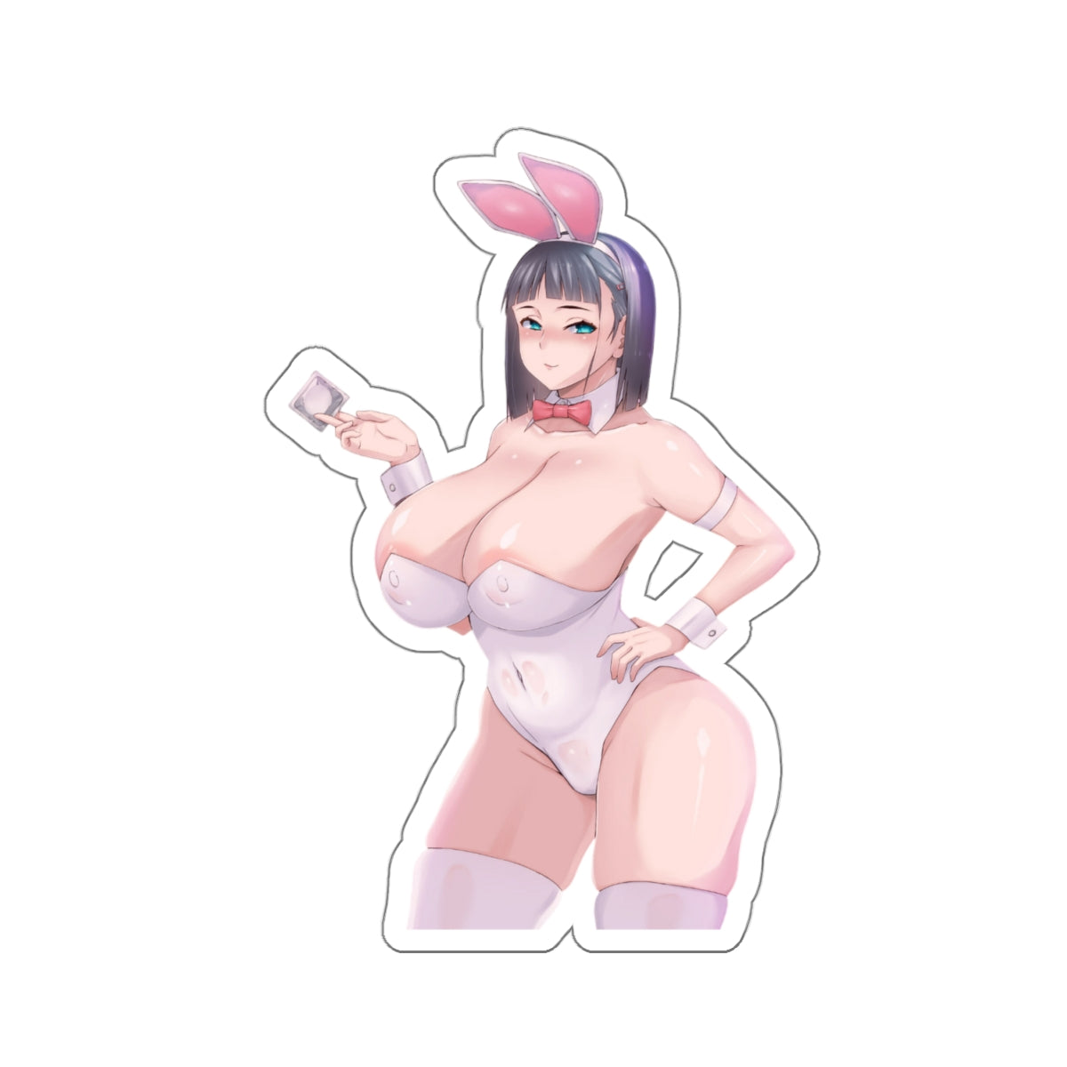 Lewd Anime Girl Sticker | Hentai Sticker | Lewd | Rule 34 | Otaku | Waifu | Leather | Bunny Costume | Condom | Big Tits