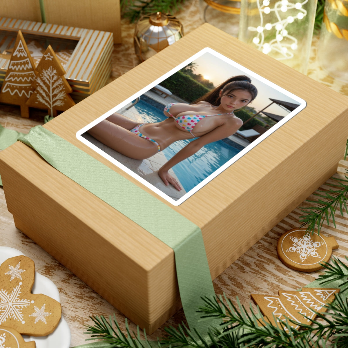 Sexy Asian Girl Sticker | Beautiful Boobs | NSFW Sticker | Bikini Pool