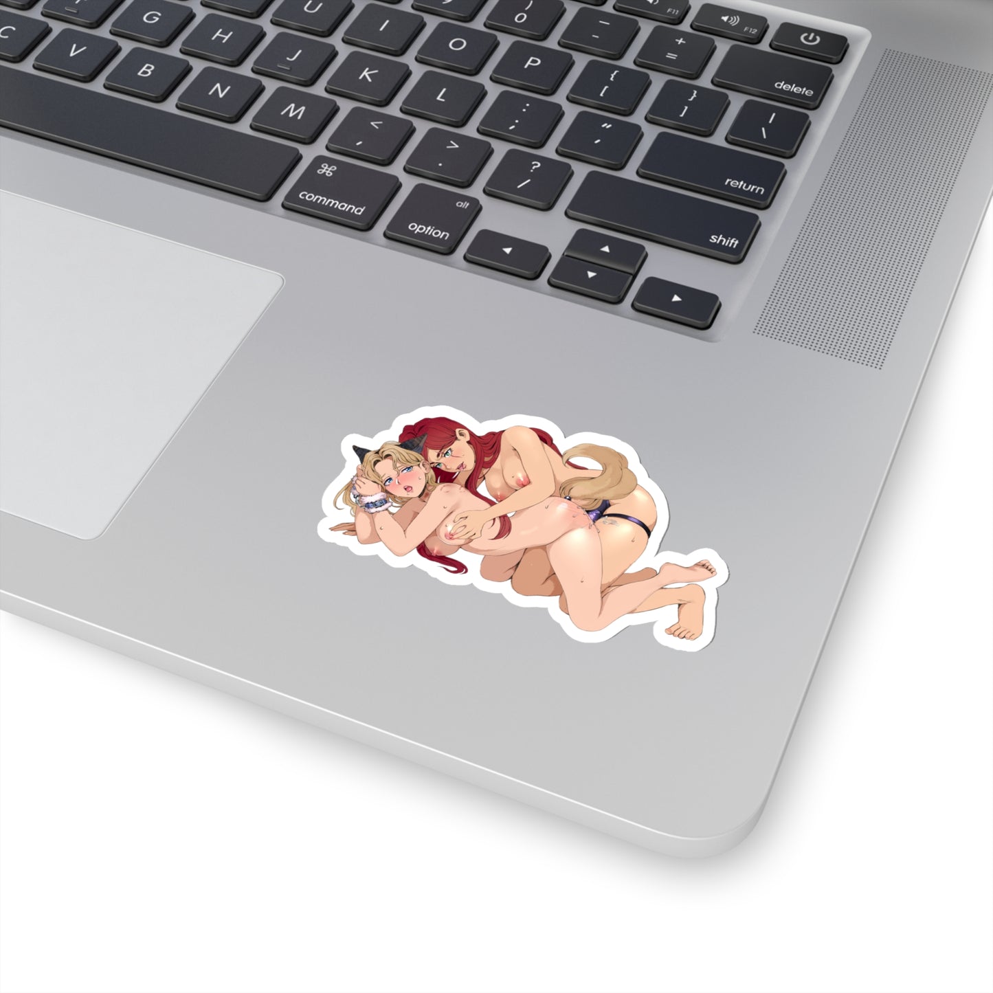 Lewd Lux And Katarin Sticker | Yuri | Fucking | LOL | Cat Ears | Kiss-Cut Sticker | Naked Anime Sticker | Uncensored Anime | Lesbian | Strap-On | Chains | Sex | Bondage