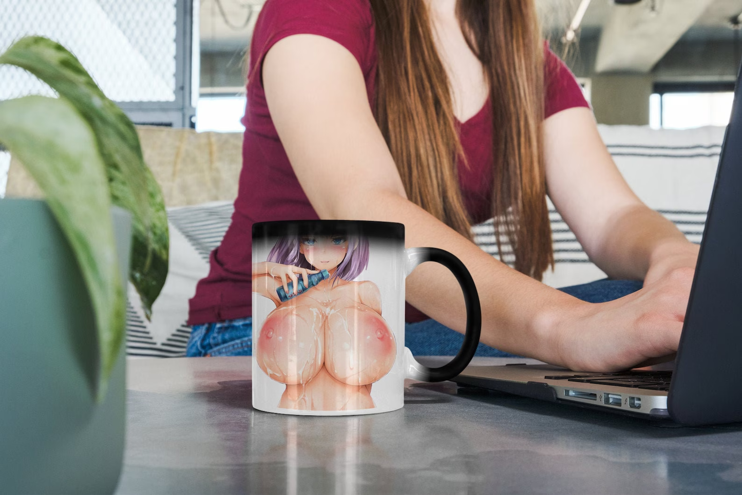 Big Booby Reveal Magic Mug, Waifu Mug, Japanese Funny Anime, Oppai Ecchi Waifu Ahegao Otaku, Oppai Mug, Big Tits Mug, Big Tits