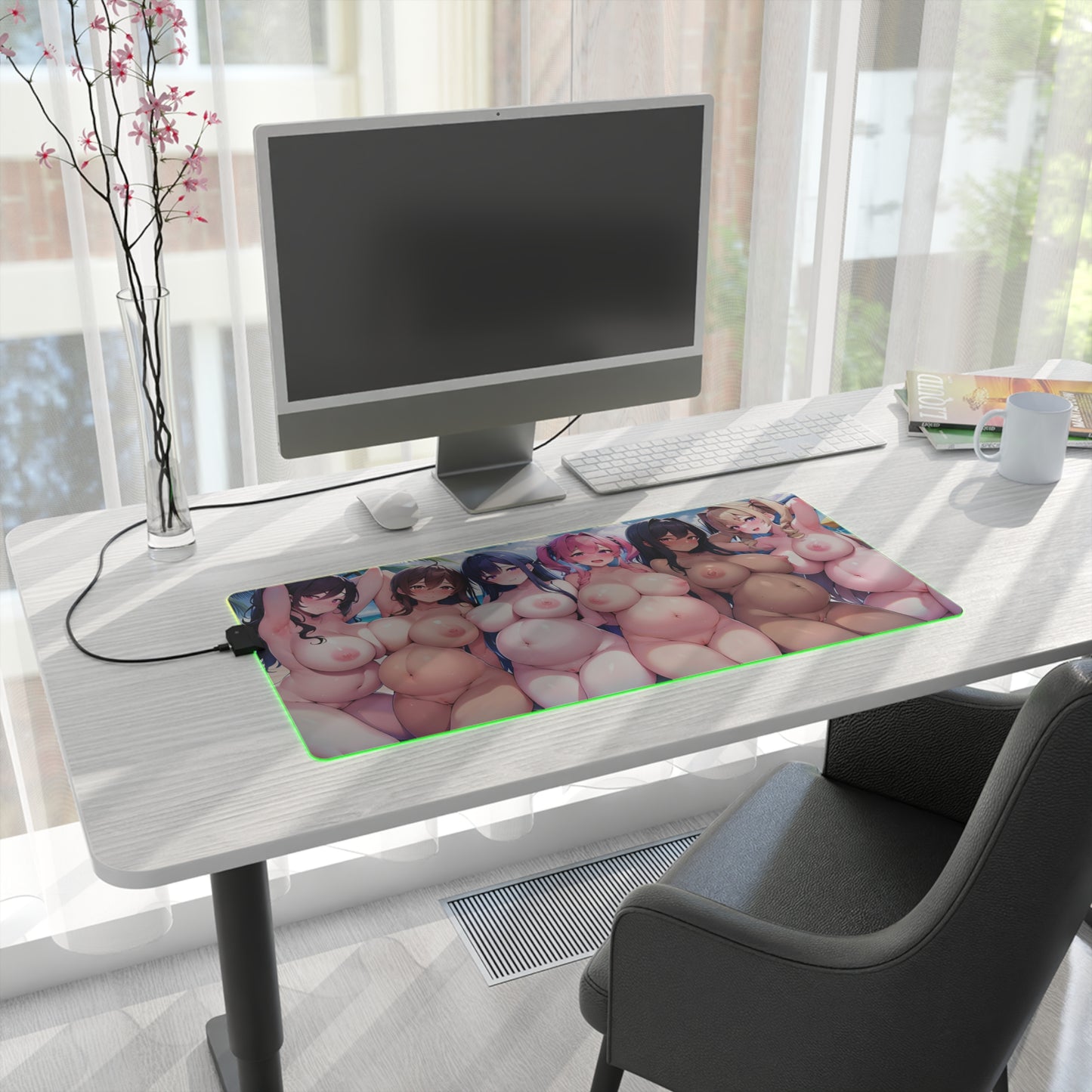 XXL Hentai LED Mousepad | Desk Mat | nsfw | Hentai | Pregnant Harem | RGB