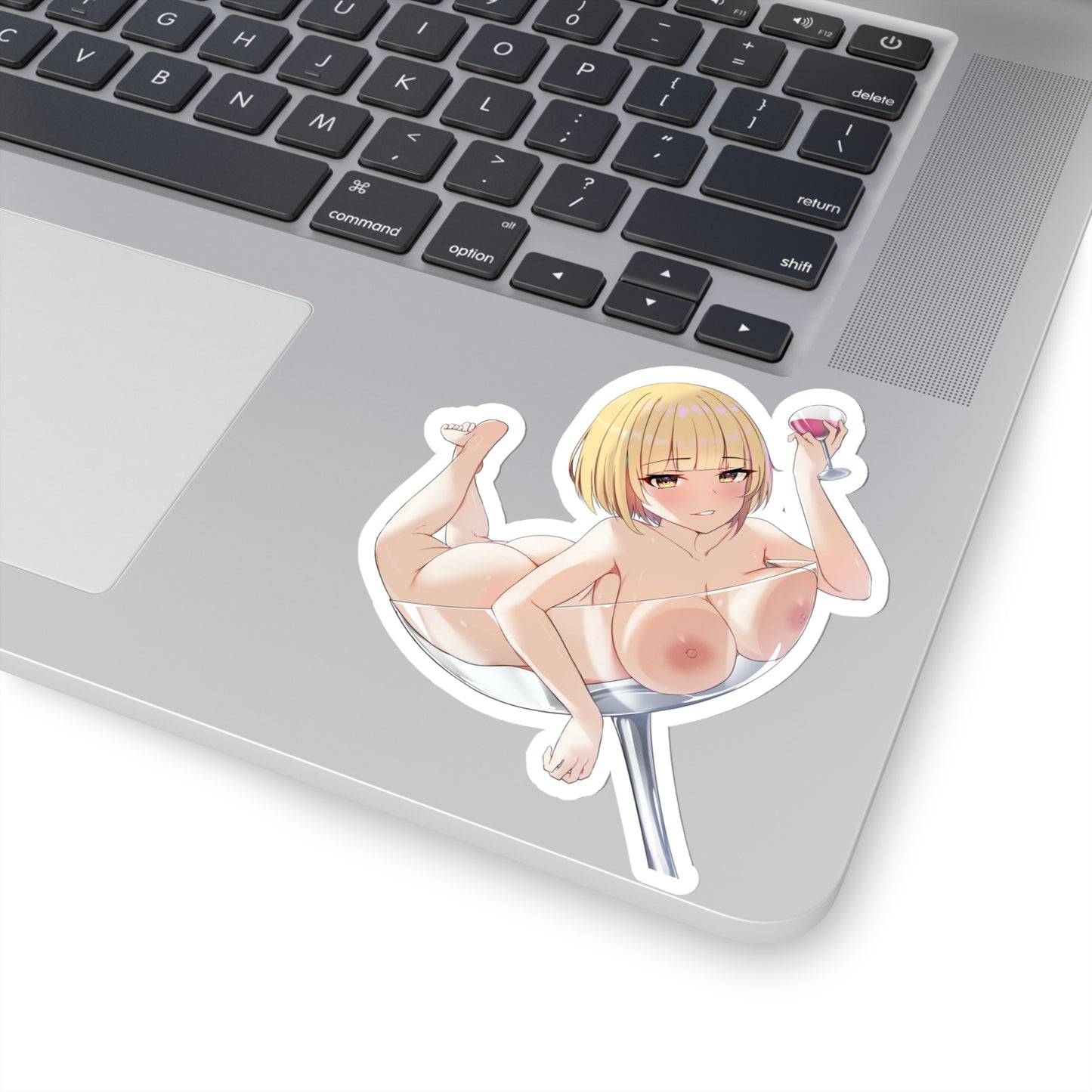 Lewd Anime Sticker | Naked Girl in Wine Glass | Kiss-Cut Sticker | Nude Anime Girl | Uncensored Anime | Lewd | Wine | Glass | Boobs | Otaku | Waifu | Sexy Girl