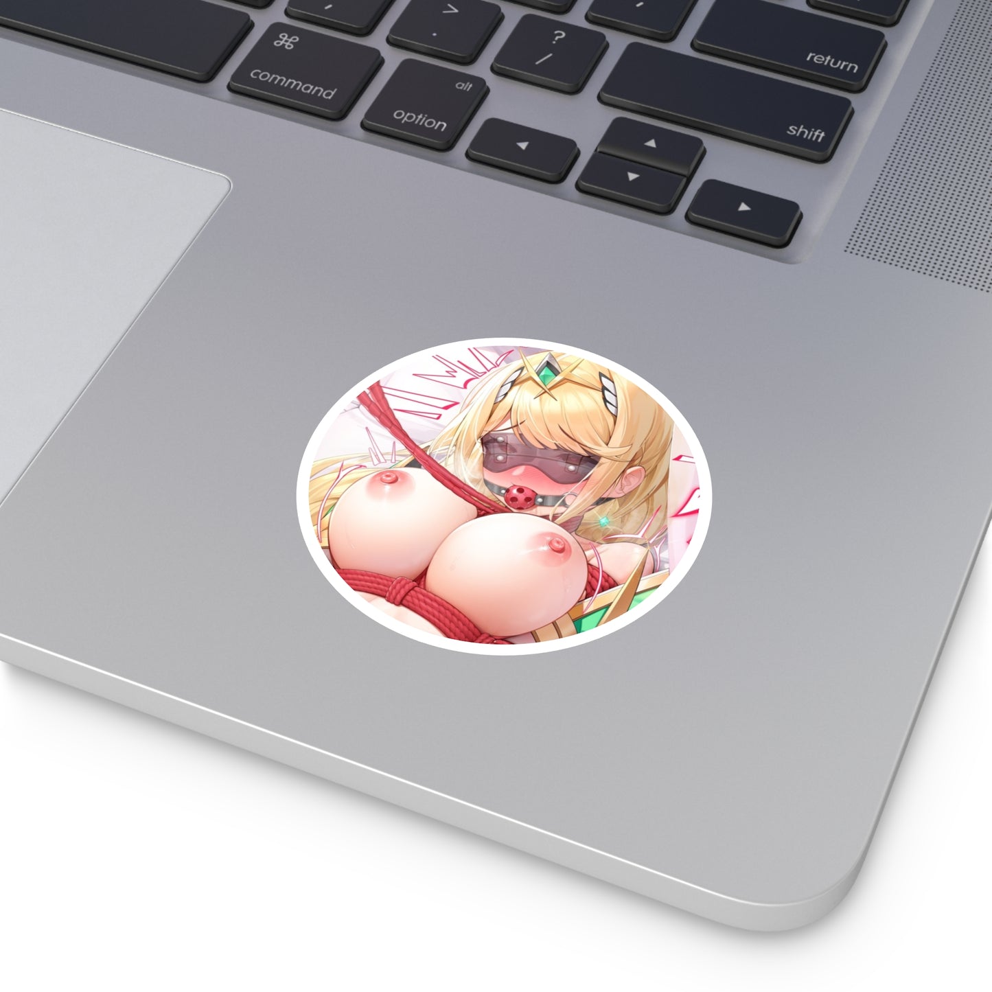 Rough Sex Round Sticker | Sexy Anime Sticker | Waifu | Lewd Anime Sticker | Hentai Sticker | Blindfold | Leash | BDSM | Ball Gag