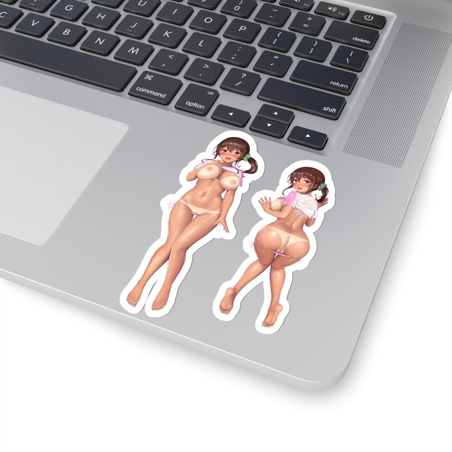 Lewd Anime Sticker | 2 Stickers For The Price Of 1 | Naked Anime Girl | Tits | Ass | Bikini | Uncensored Anime | Sexy Anime Sticker | Otaku | Waifu | Tan Lines | Brown Skin