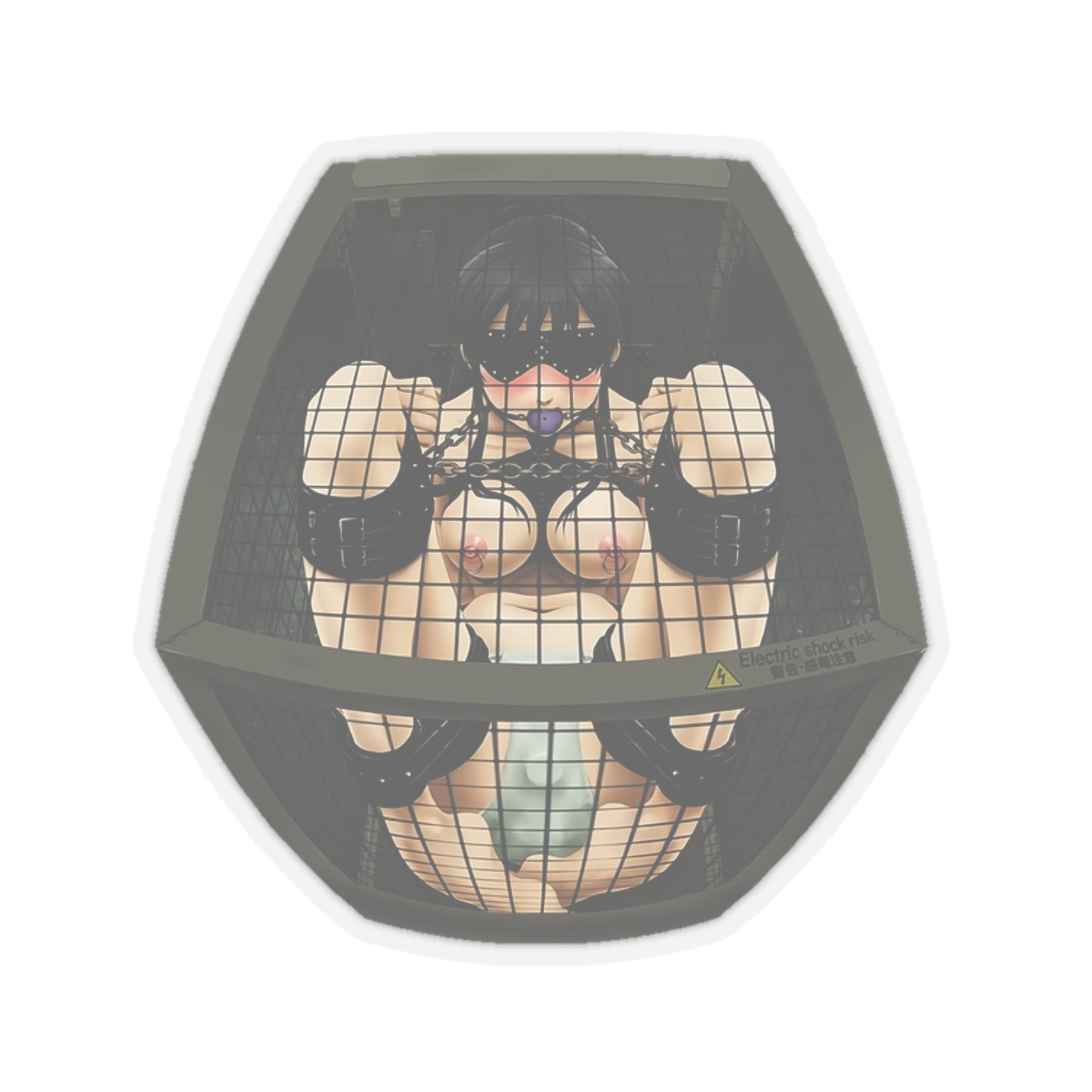 Lewd Anime Sticker | BDSM | Bondage | Dungeon | Uncensored Anime | Lewd Anime Sticker | Blindfolded | Chains | Girl In Box | Ball Gag