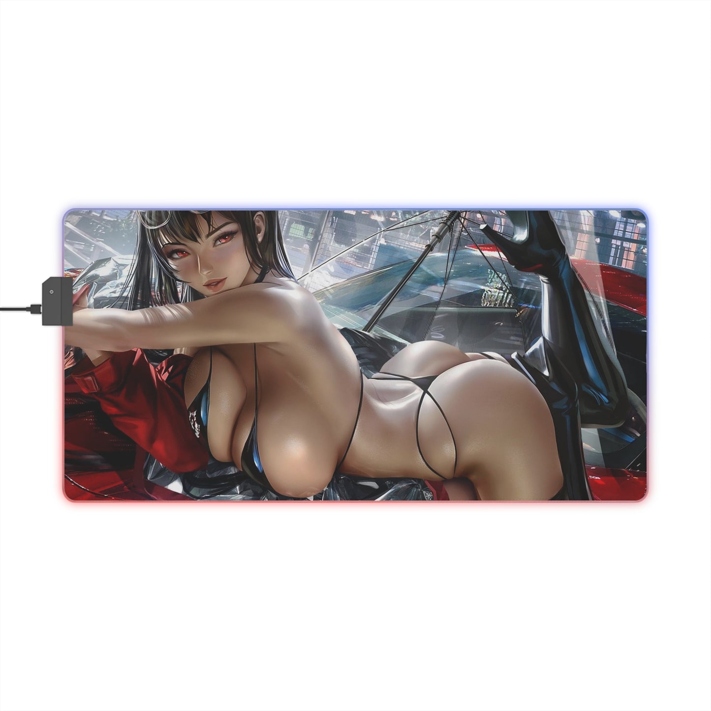 Lewd Anime Mousepad | Azur Lane Taihou | LED Gaming Mouse Pad | Sexy Anime Girl On Car | Lewd Gaming Setup