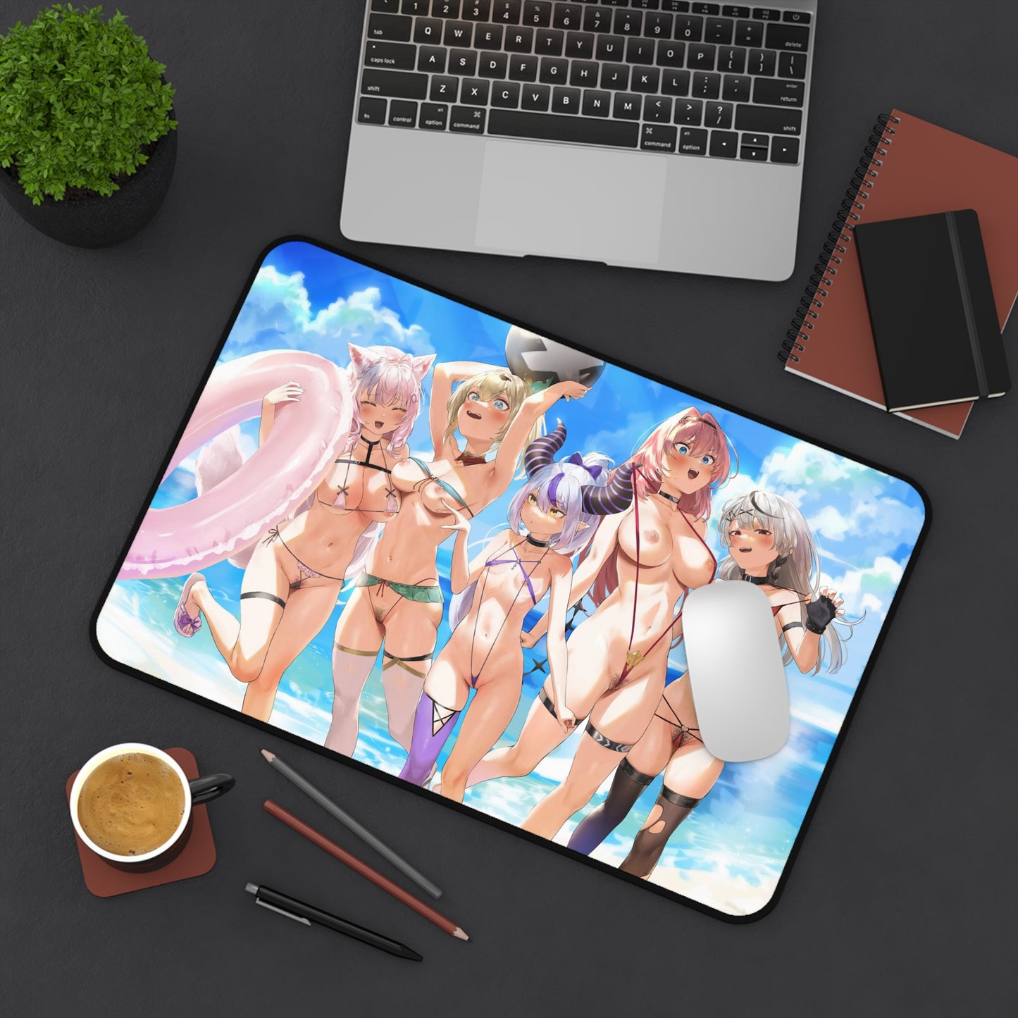 Sexy Anime Mouse Pad | Hot Girls  | XXL | Microbikini | Lewd | Naughty Anime Girls at the Beach | Pubic Hair