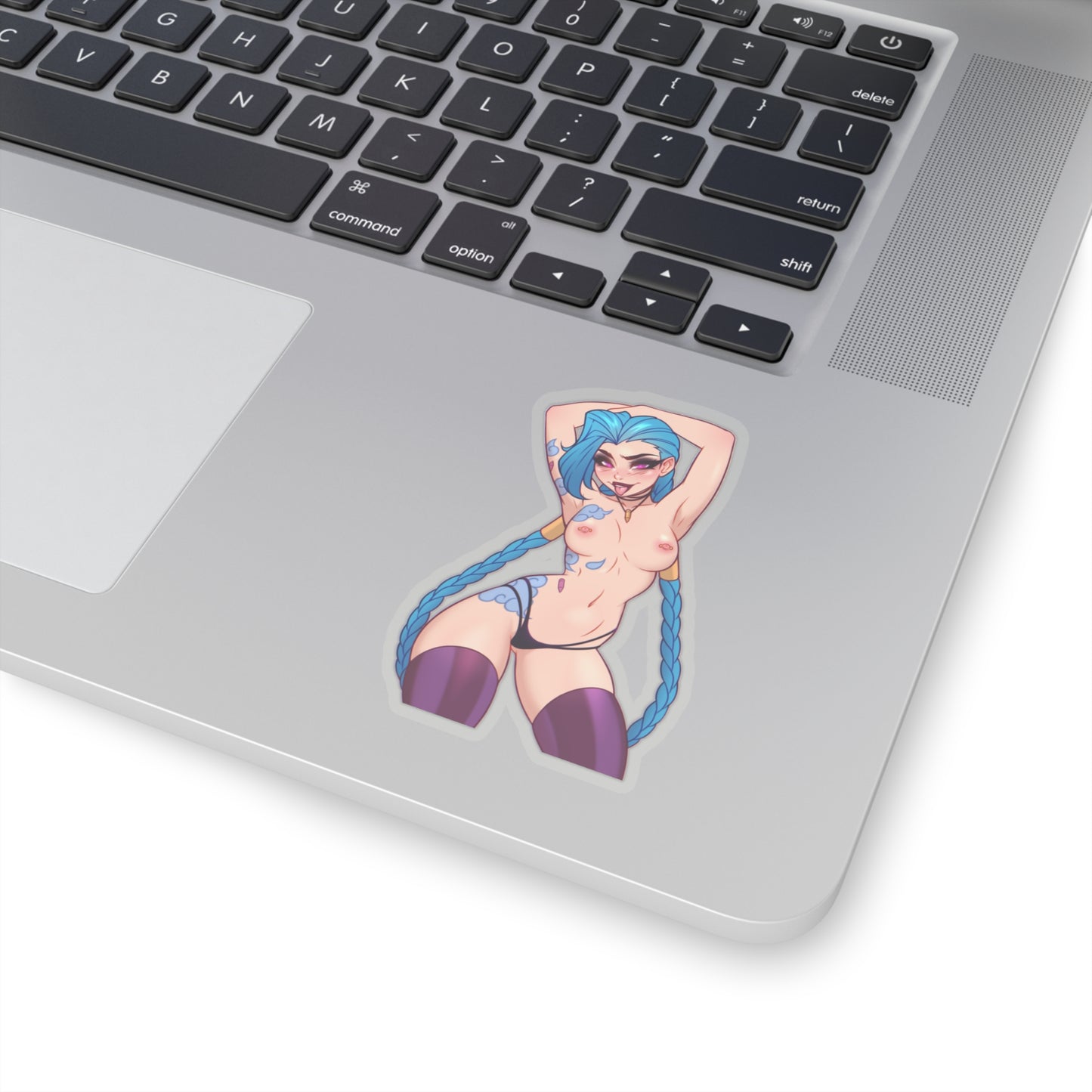 Lewd Jinx Sticker | Nipple Piercings | Kiss-Cut Sticker | Sexy Jinx Sticker | Arcane Sticker | LOL | Sexy Anime Sticker | Lewd Anime Sticker | Otaku | Waifu | Ecchi | Tattoo | Piercing | Blue Hair