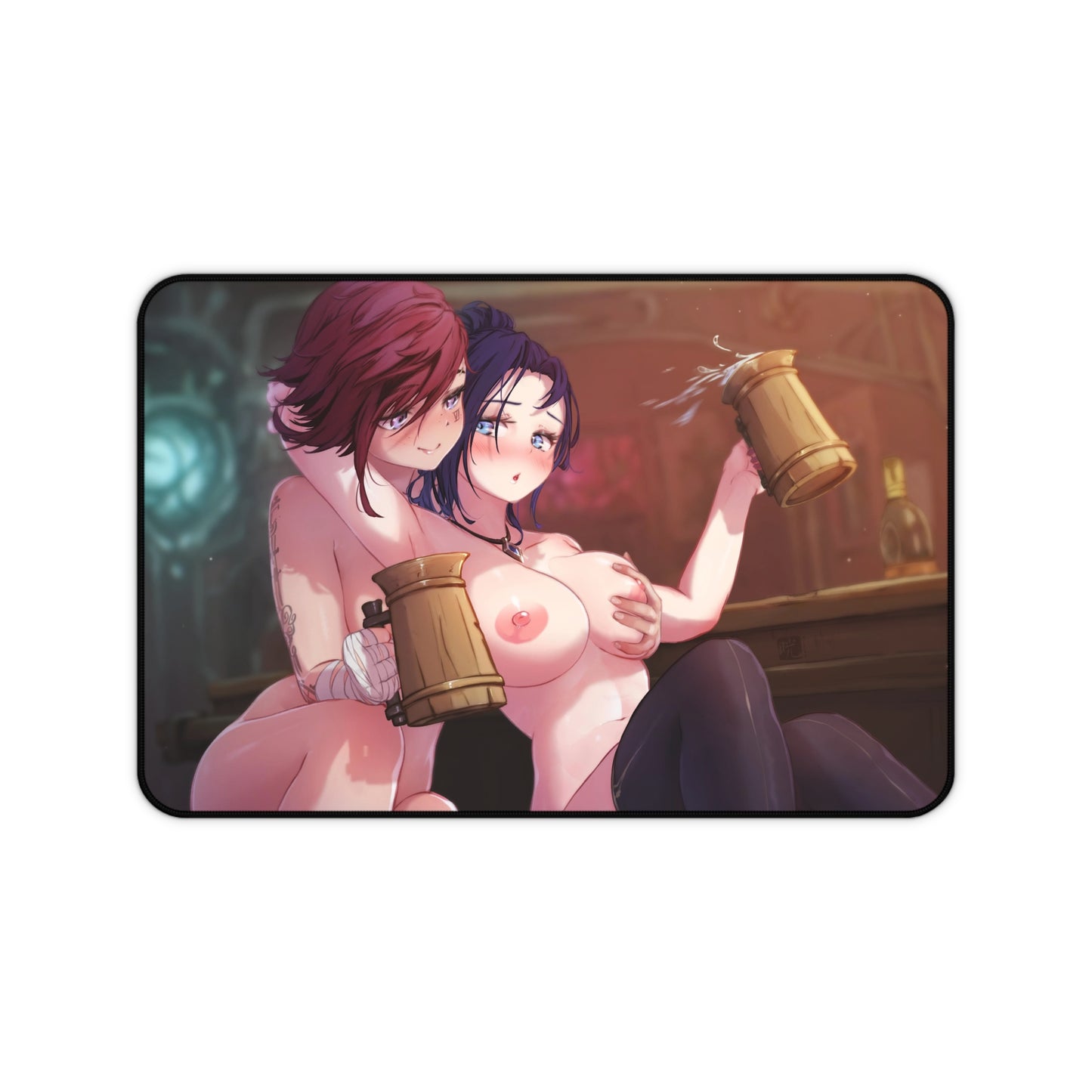 Caitlyn And Vi Mouse Pad | Sexy Caitlyn And Vi | League Of Legends Merchandise | Lewd Anime Mousepad | Arcane Mousepad | Beer | Ecchi | Waifu