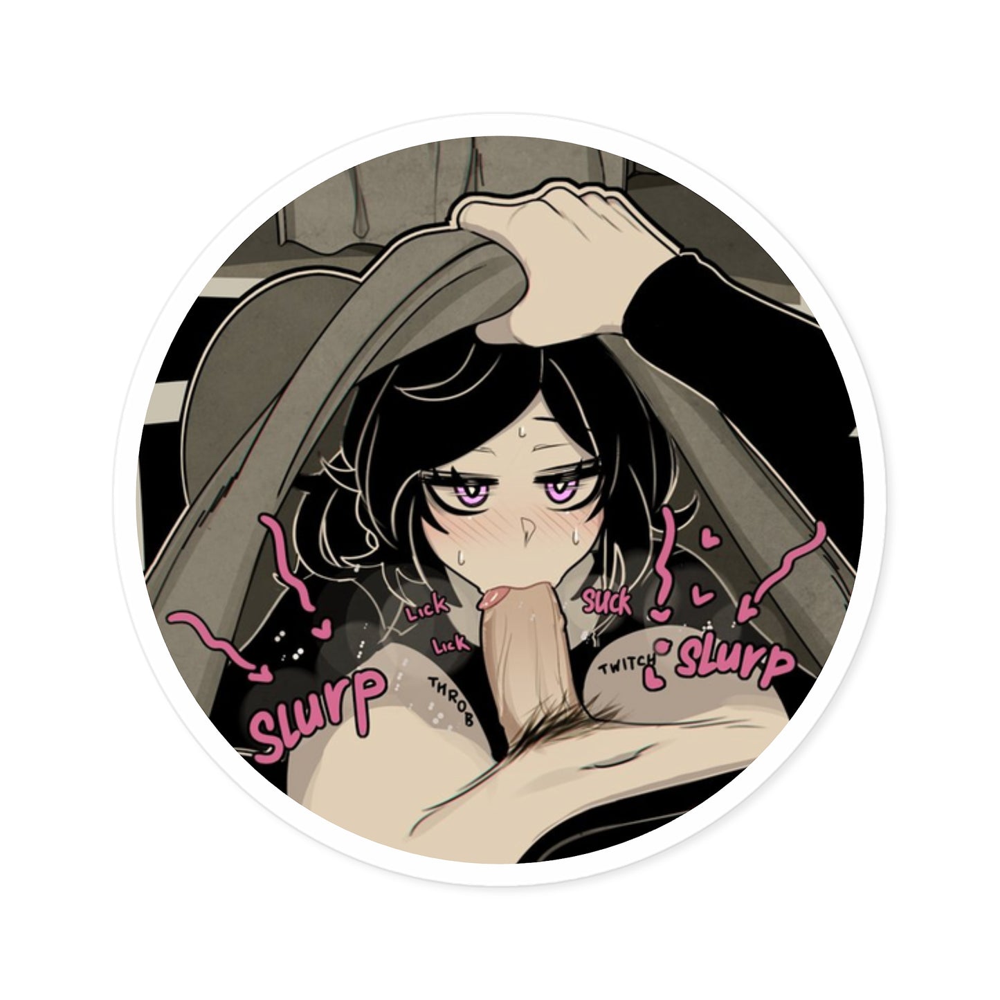 GOTH Girlfriend Round Sticker | Sexy Anime Sticker | Waifu | Lewd Anime Sticker | Hentai Sticker | Blowjob