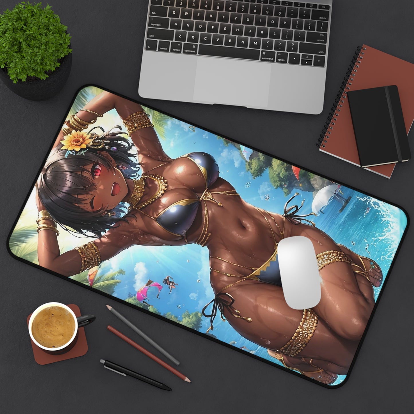 Sexy Mouse Pad | Beautiful Ebony | Ecchi Desk Mat | Waifu | Otaku | Ebony | Bikini | Sexy Playmat | Lewd