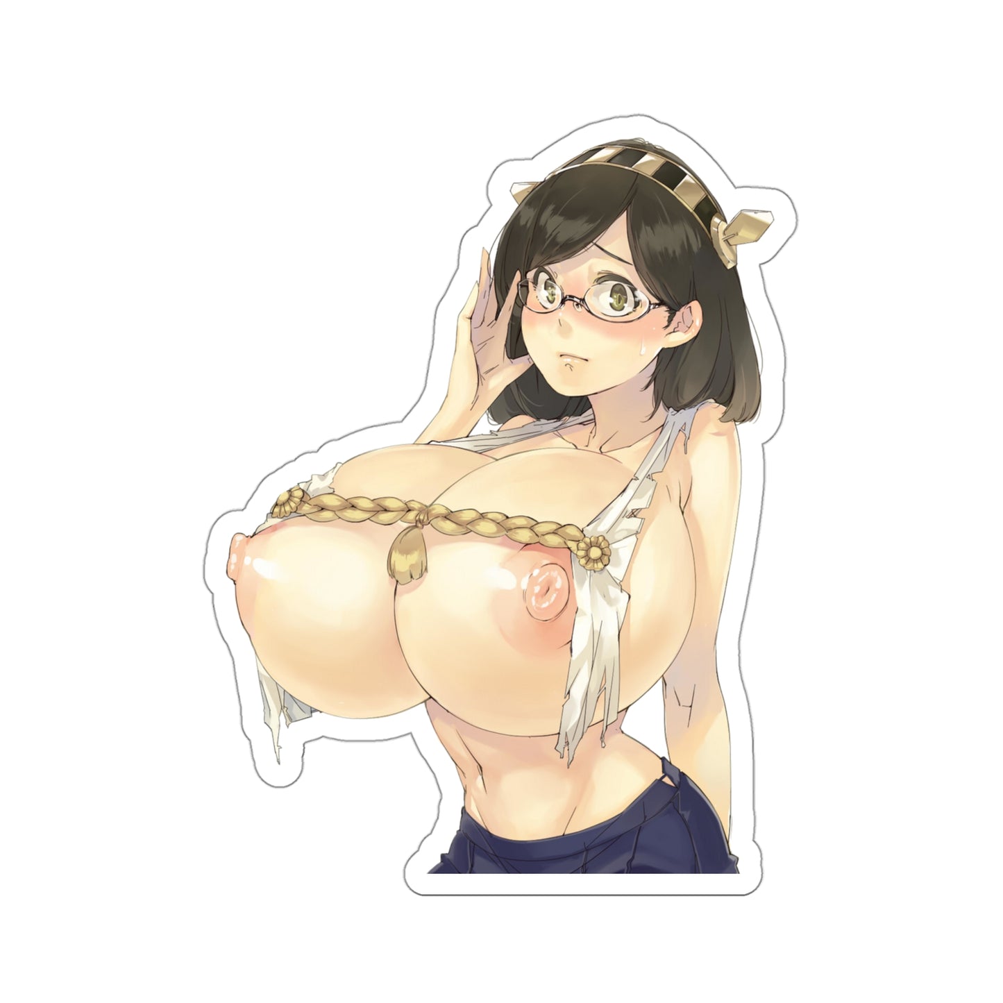 Lewd Ryuko Kirishima Sticker | Huge Tits | Kiss-Cut Sticker | Kantai Collection Sticker | Uncensored Anime | Sexy Anime Sticker | Lewd Anime Sticker | Otaku | Waifu