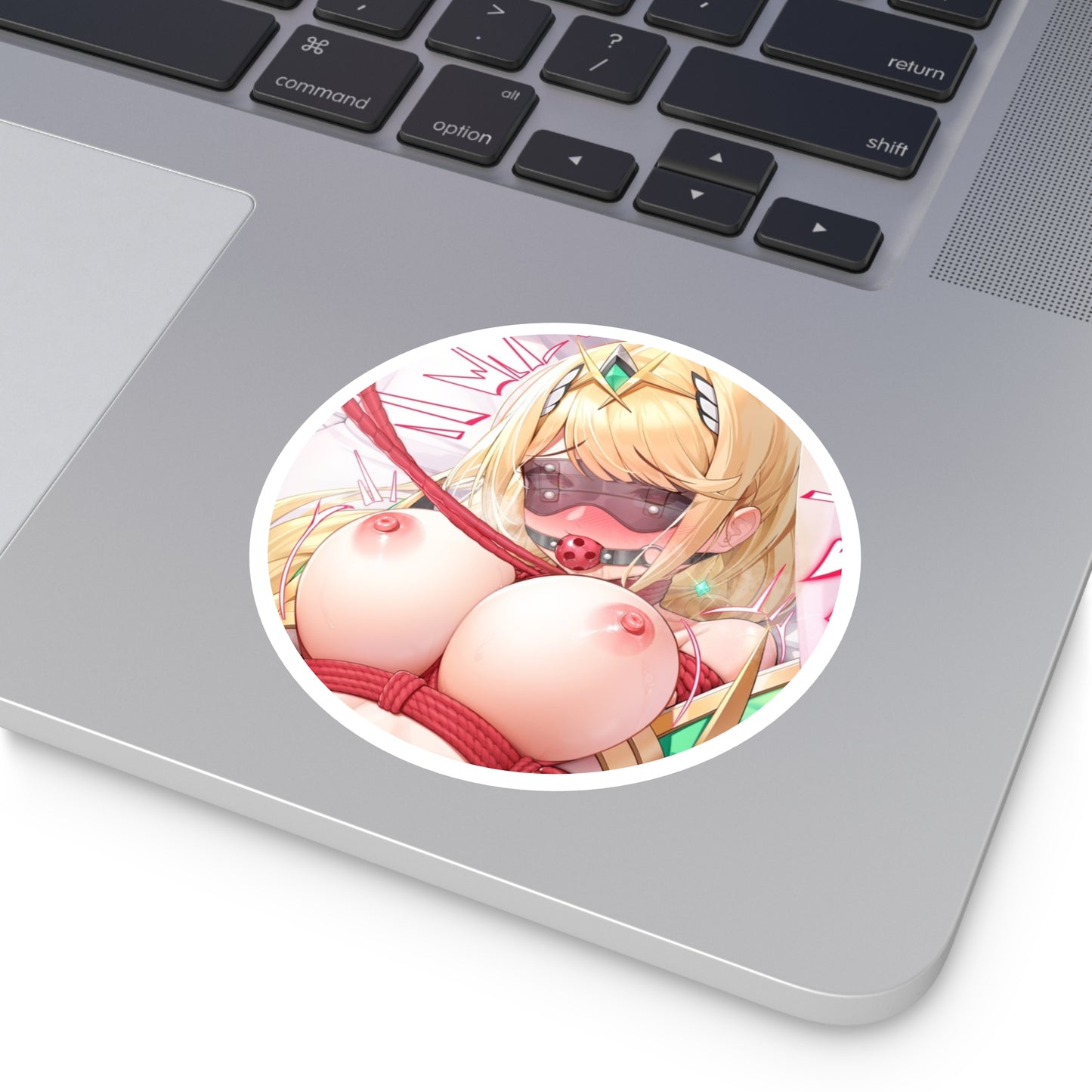 Rough Sex Round Sticker | Sexy Anime Sticker | Waifu | Lewd Anime Sticker | Hentai Sticker | Blindfold | Leash | BDSM | Ball Gag