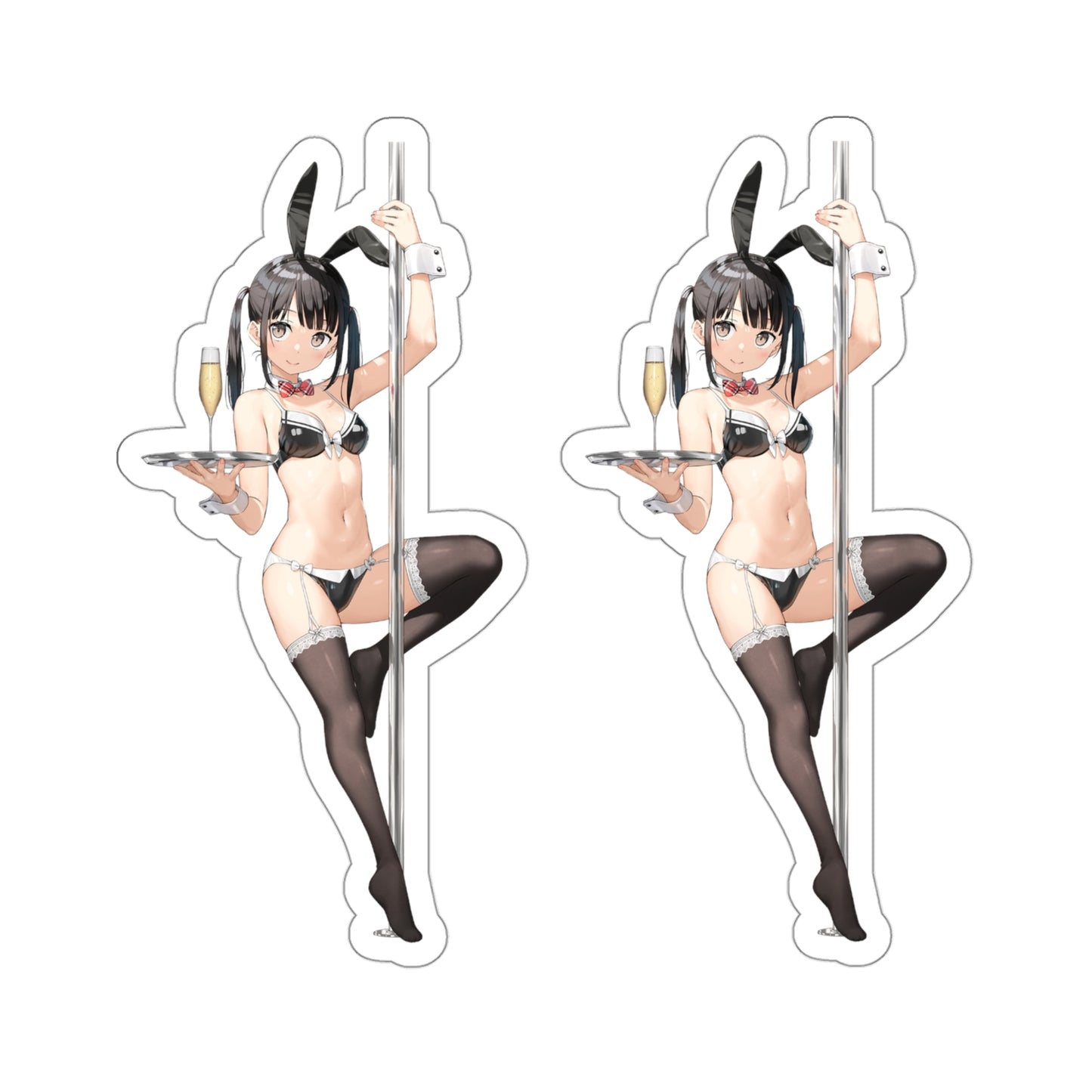 Lewd Maid Sticker | 2 Stickers For The Price Of 1 | Stripper | Bunny Ears | Sexy Anime Sticker | Lewd Anime Sticker | Otaku | Waifu | Pole Dancing | Funny Anime Sticker