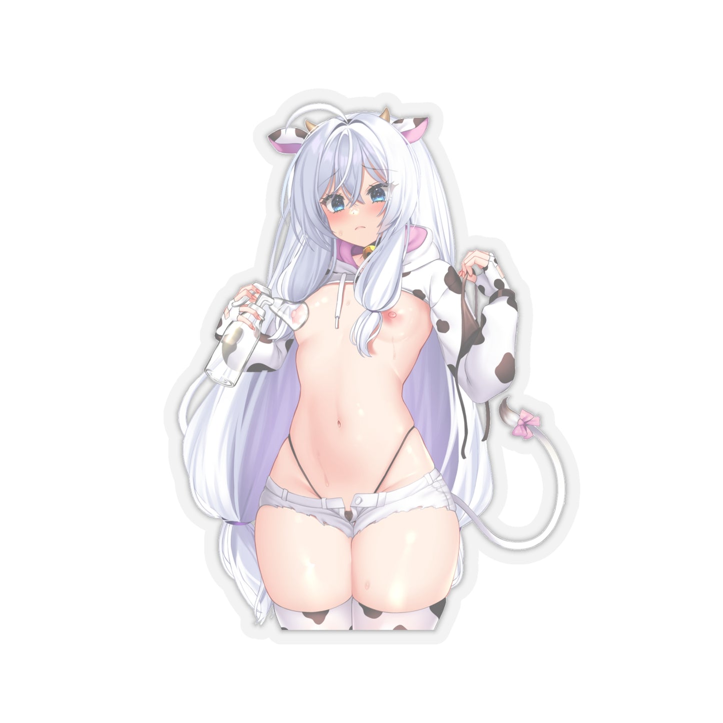 Lewd Stella Unibell Sticker | Cow Costume | Soulworker | Naked Anime Girl Sticker | Uncensored Anime | Small Tits | Sexy Anime Sticker | Waifu | Otaku | HuCow