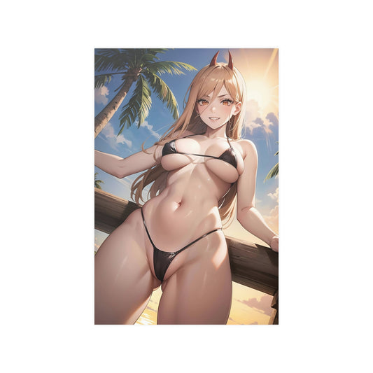 Sexy Anime Girl Poster | Lewd Power | Waifu Poster | Hot Anime Girl | Ecchi