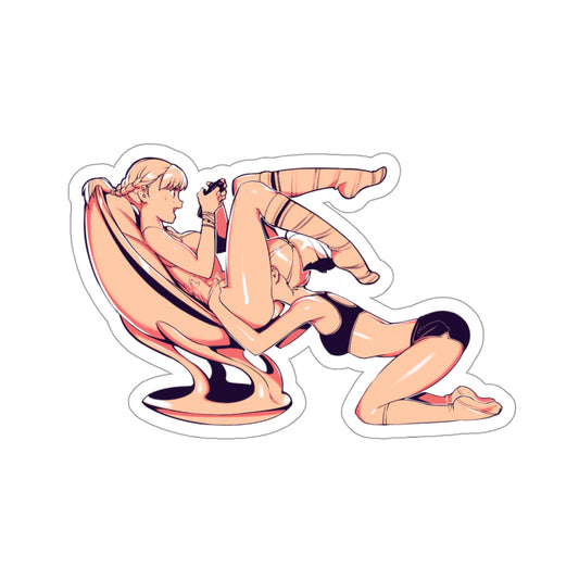 Lewd Sticker | Gamer Girls | Lesbian | Kiss-Cut Sticker | Yuri | Sexy Anime | Otaku | Waifu | Eating Pussy | Funny Anime Sticker