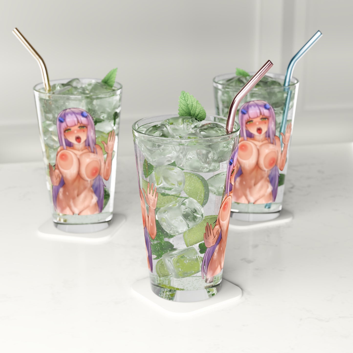 Boobs Pressed Against Glass | Pint Glass | Lewd Anime Glass | Erotic Merchandise | Naked Anime Girl | Uncensored Anime | Tits