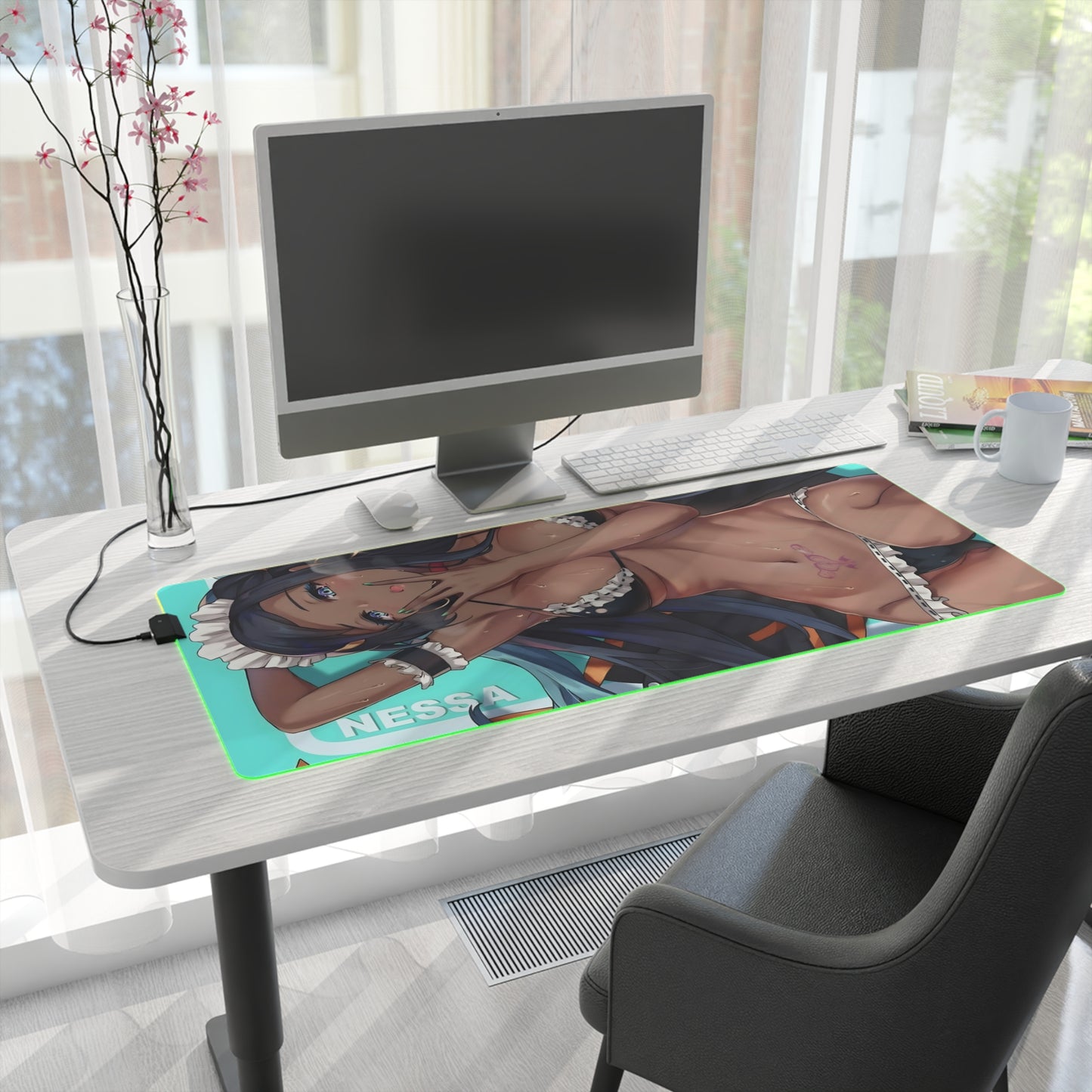 Lewd LED Mouse Pad | Nessa | Sexy Ebony Girl | Ebony | Ecchi | Waifu | Ahegao | Sexy Playmat | Erotic