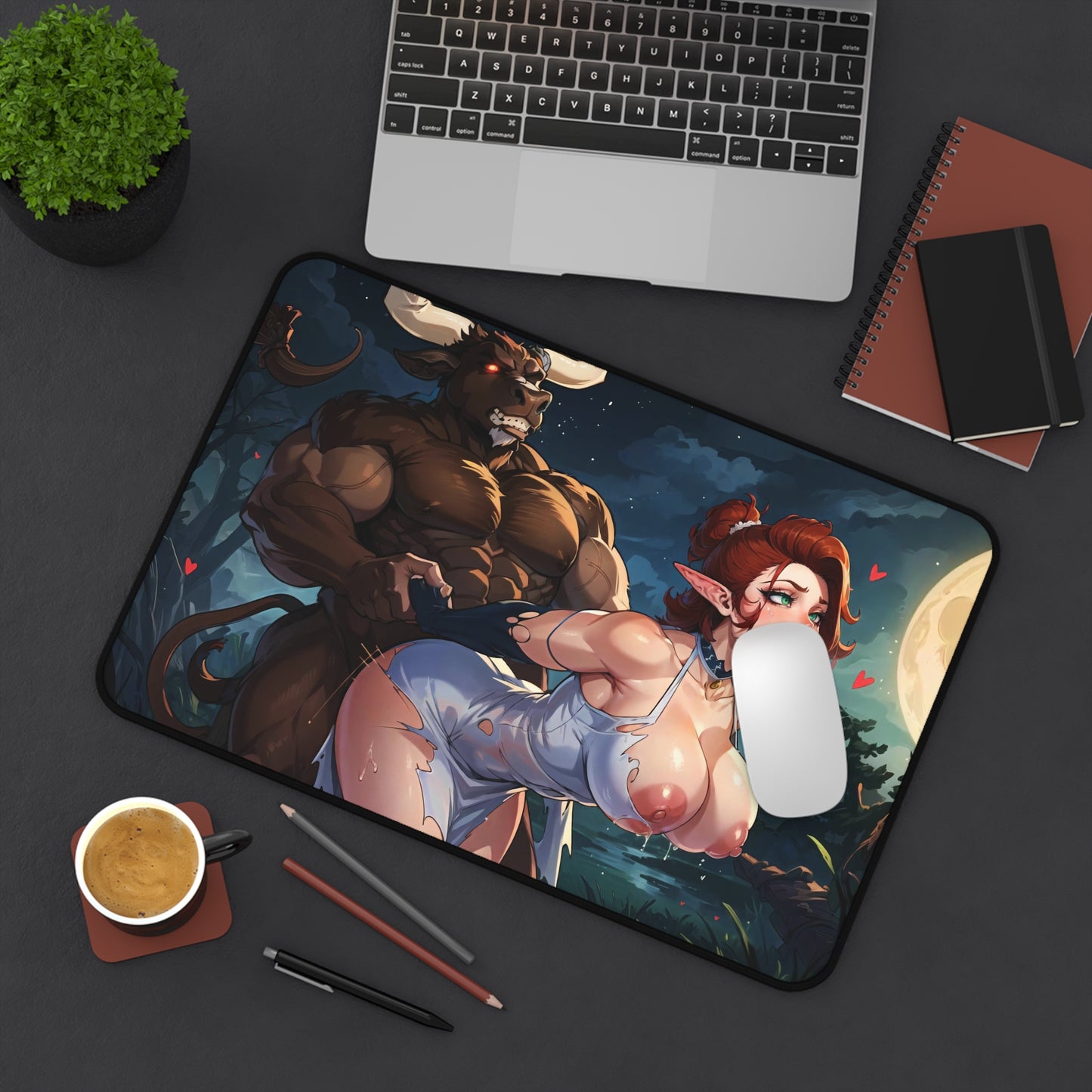 Lewd Mouse Pad | Minotaur Fucking Elf | Fantasy | NSFW | Tits | Boobs | Naked Anime Girl | Redhead | Ginger | Funny Anime Desk Mat | Ecchi | Waifu | Ahegao | Sexy Playmat | Erotic