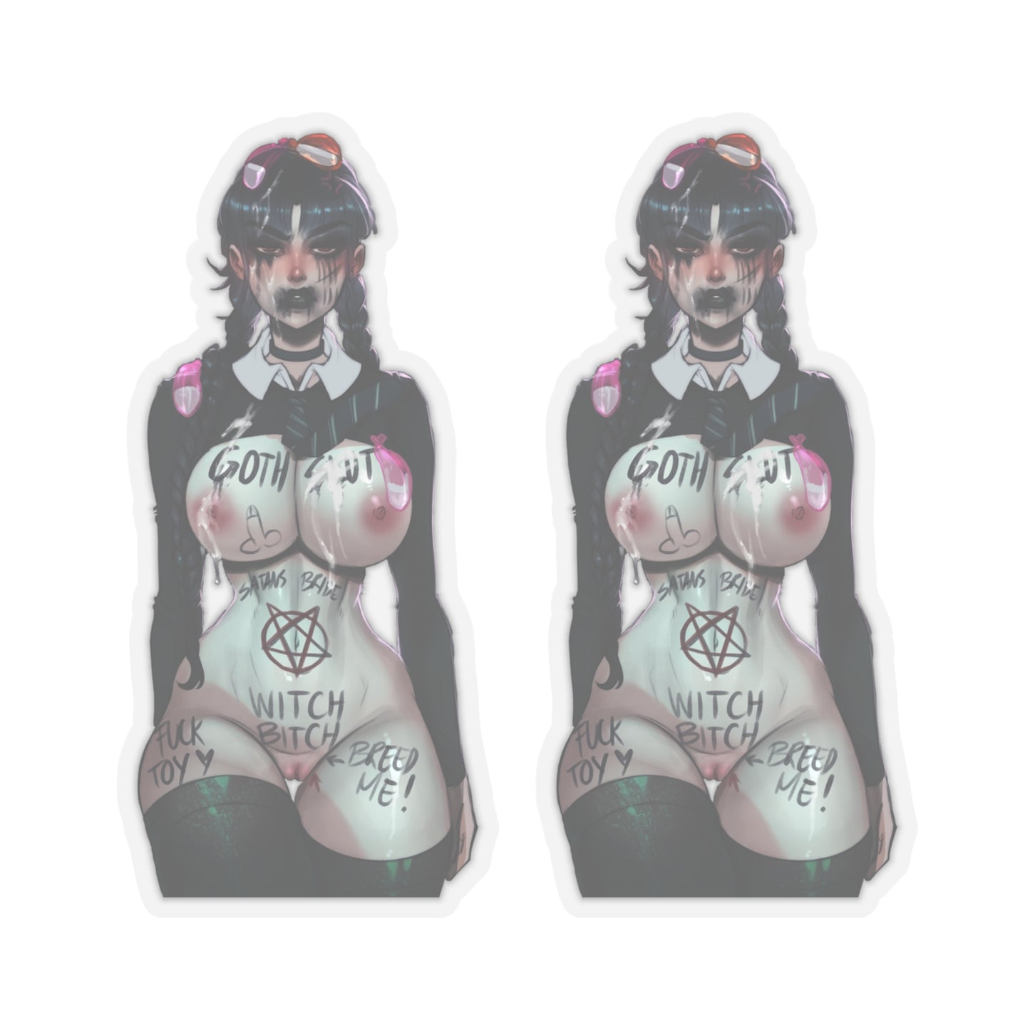 Lewd Wednesday Sticker | Goth Slut | 2 Stickers For The Price Of 1 | Lewd Anime Sticker | Kiss-Cut Sticker | Otaku | Waifu | Tits | Uncensored Anime | Addams Family | Goth | Emo | Sexy Anime Sticker | Cum Slut | BDSM | Satanism