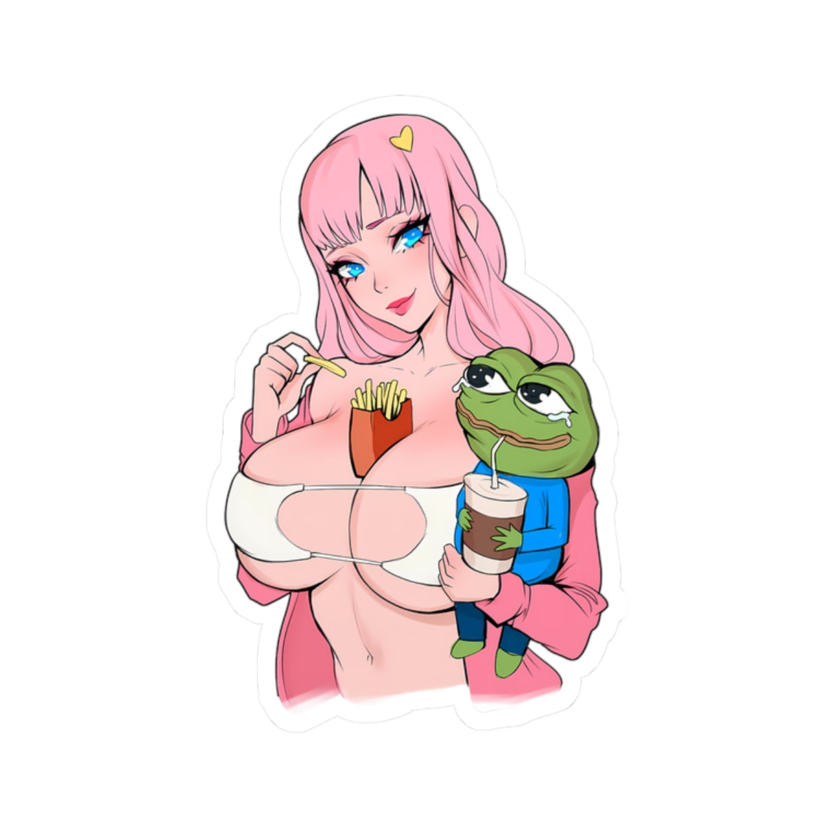 Waifu Sticker | Hentai Girls Sticker | Streamer Girl with frog