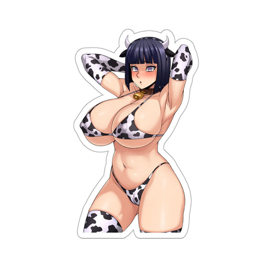 Lewd Hinata Cow Costume Sticker | Kiss-Cut Sticker | Naked Hinata | HuCow Sticker | Uncensored Anime | Cow Costume | Sexy Anime Sticker | Lewd Anime Sticker | Otaku | Waifu | Big Tits