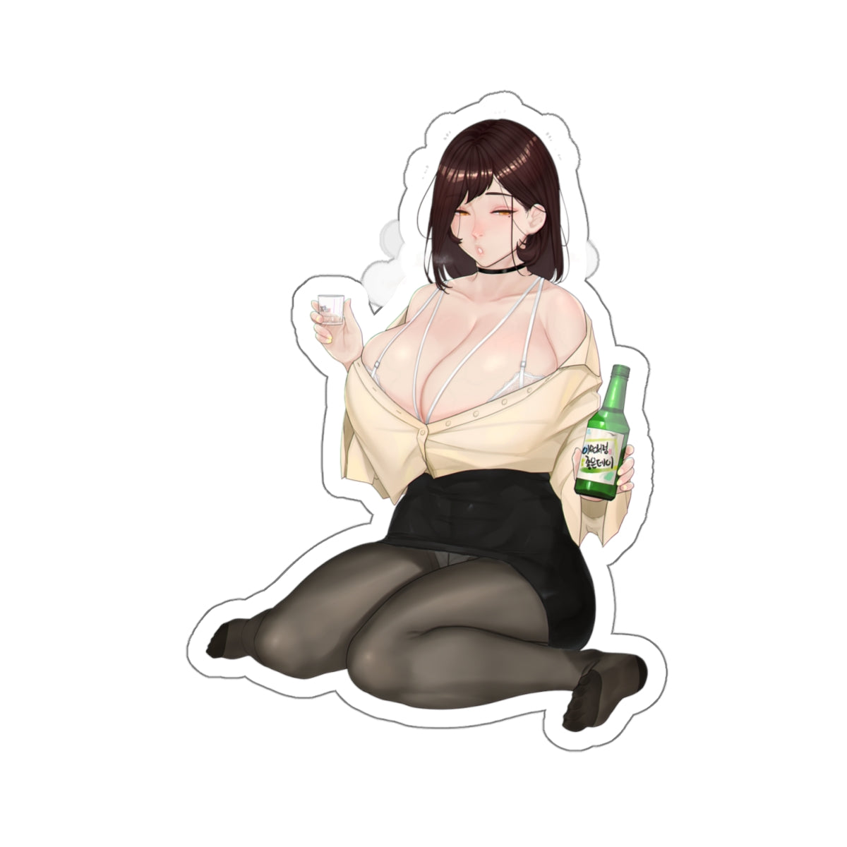 Sexy Anime Sticker | Dark Elven | Last Origin | Lewd Anime Sticker | Lewd Sticker | Sexy Waifu Sticker | Yuri | Bunny Ears | Bunny | Big Tits